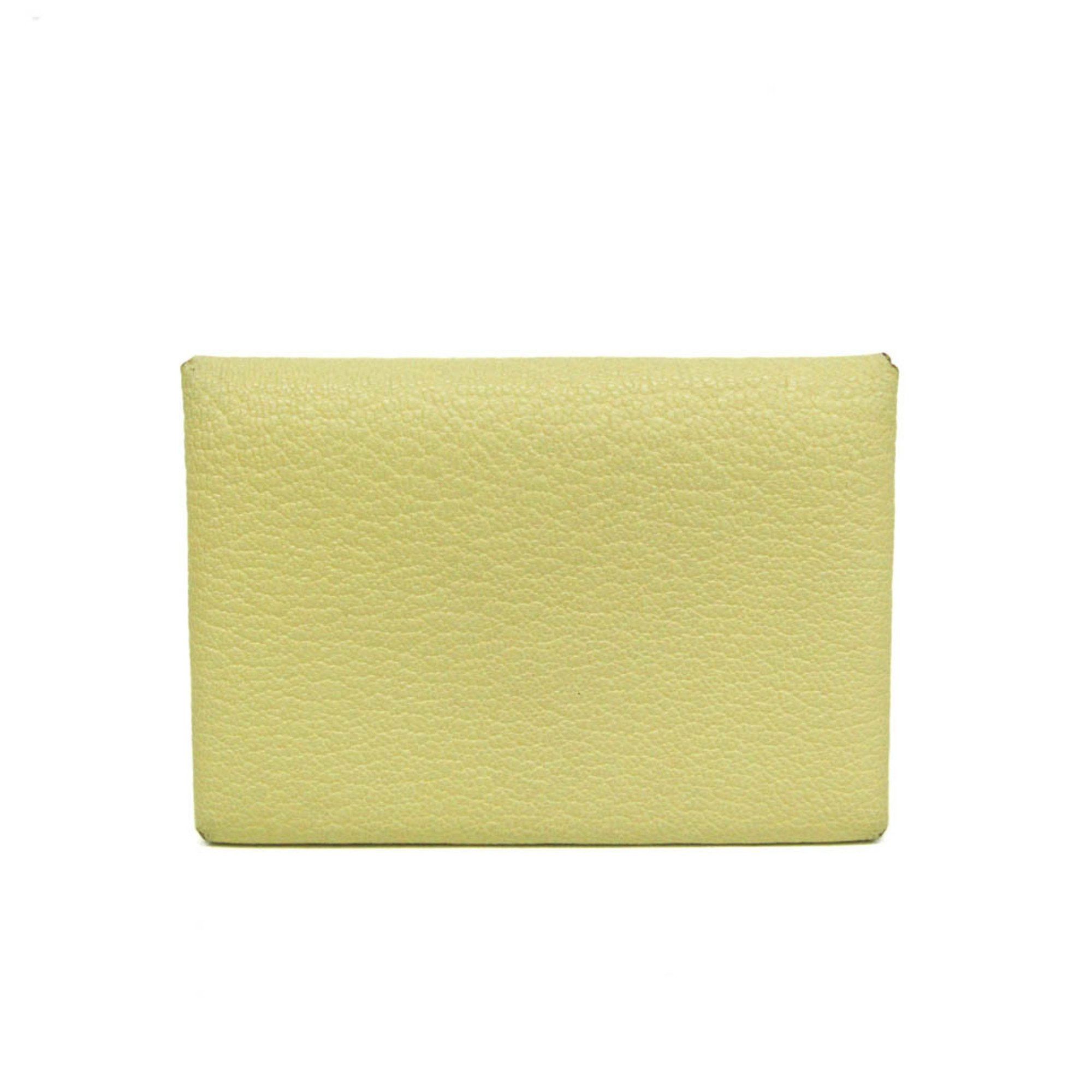 Hermes Hermes Calvi Duo Epsom Leather Card Case Yellow Size ONE SIZE - 1 Thumbnail
