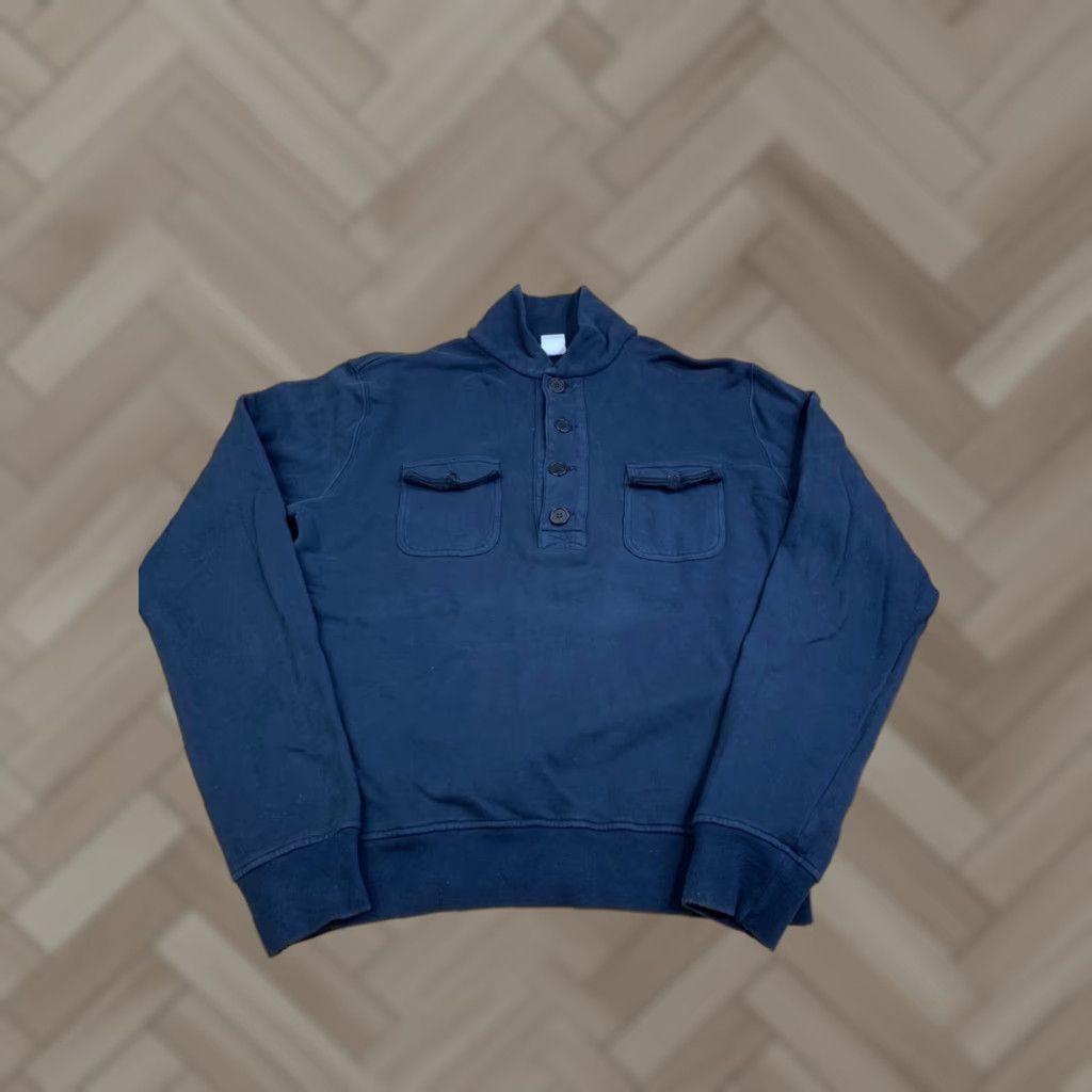Aspesi Aspesi Mens XL Blue Pullover Henley Sweater Casual Size US XL / EU 56 / 4 - 1 Thumbnail
