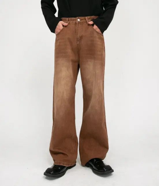 Japanese Brand nezawa x Saki Vintage Brown Washed Loose Straight Jeans Size US 32 / EU 48 - 7 Thumbnail