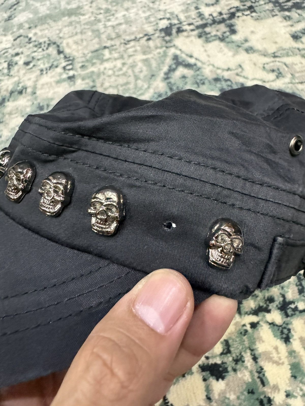 Japanese Brand SKULL STUDDED PAINTER CAP HAT Size ONE SIZE - 6 Thumbnail