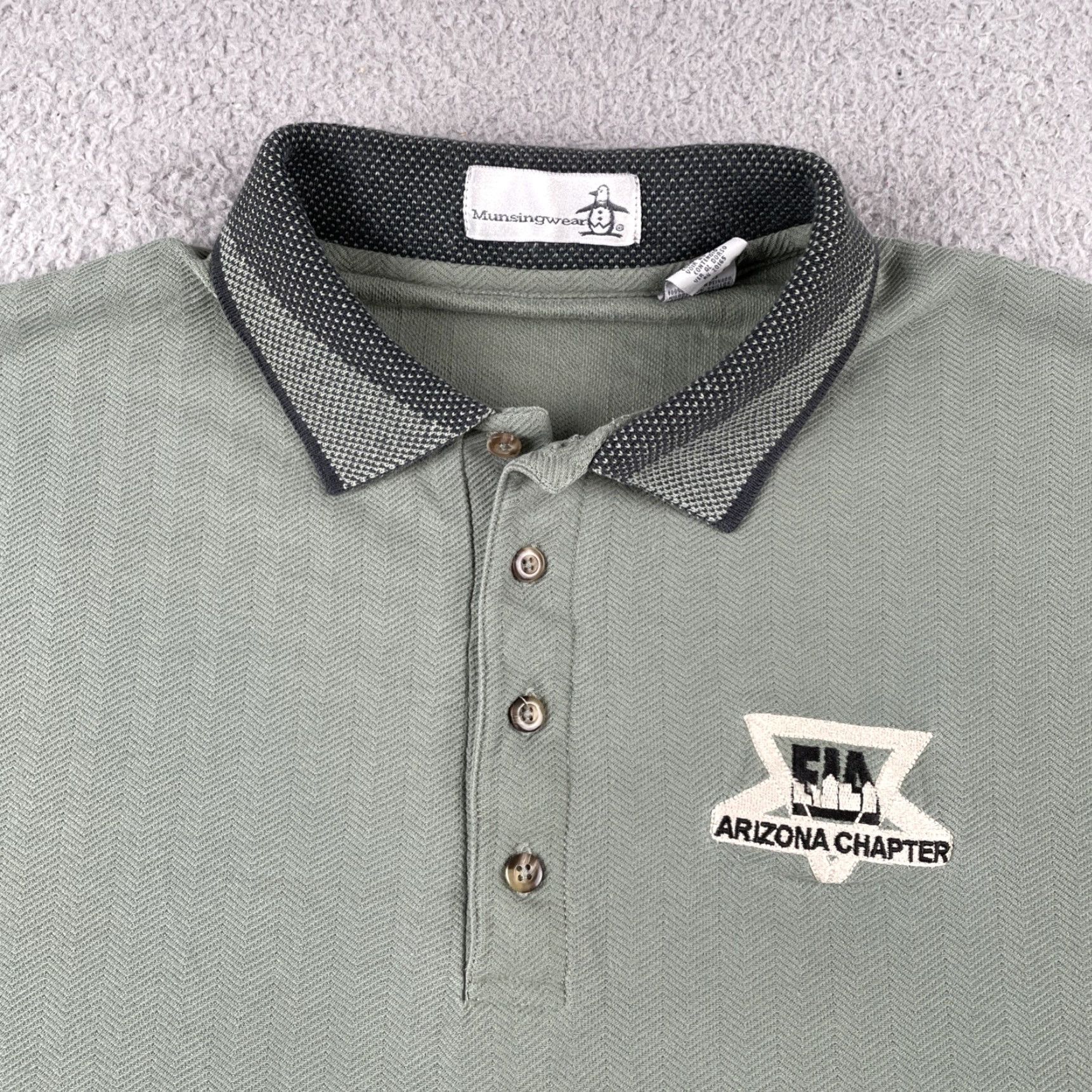 Vintage VINTAGE MunsingWear Polo Shirt Mens XL Green Knit Zig Zag EIA Arizona Chapter Polo Shirt Size US XL / EU 56 / 4 - 2 Thumbnail