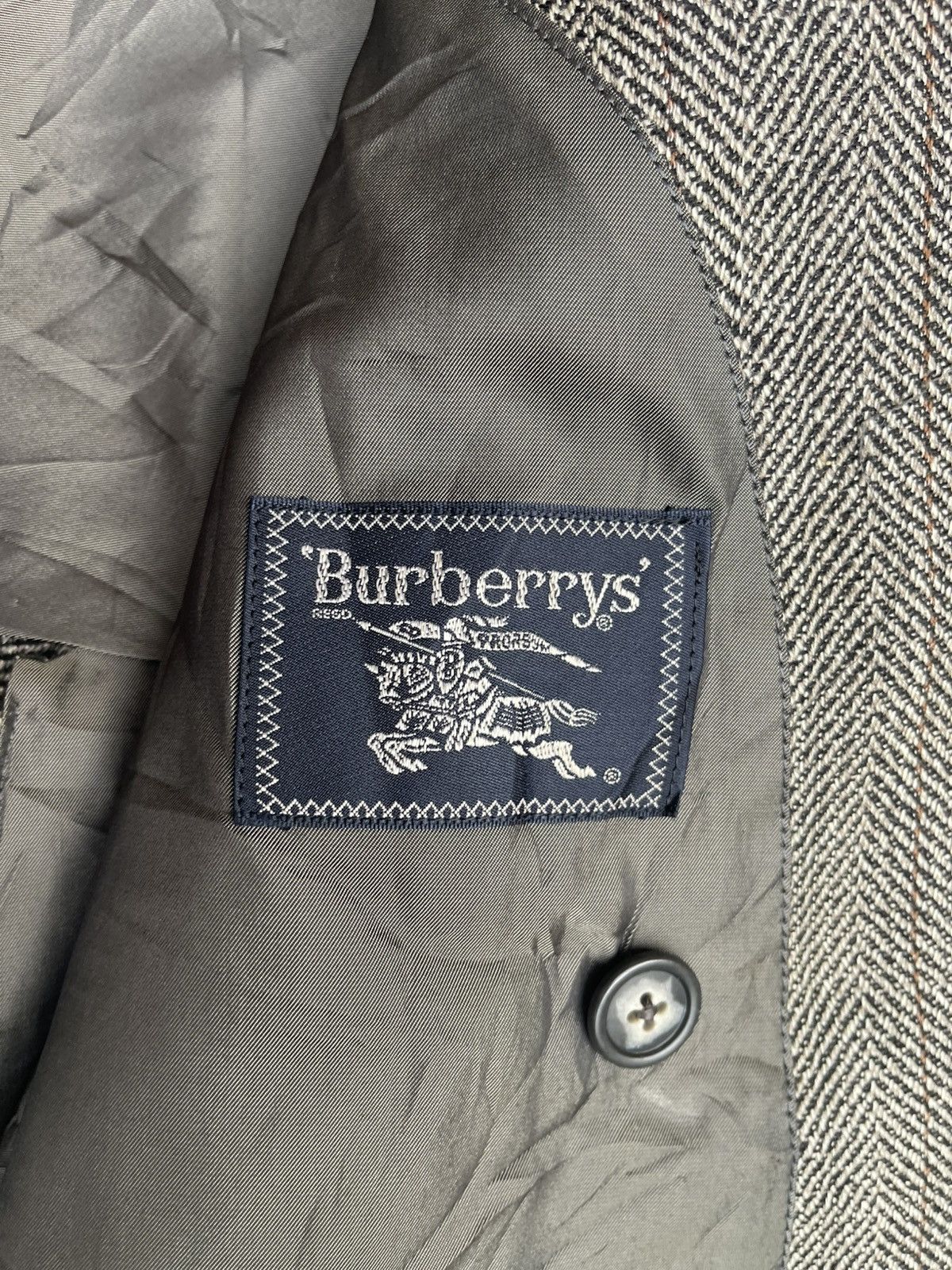 Burberry Burberry Grey Herringbone Wool Blazer Double-Breasted Size US M / EU 48-50 / 2 - 3 Thumbnail