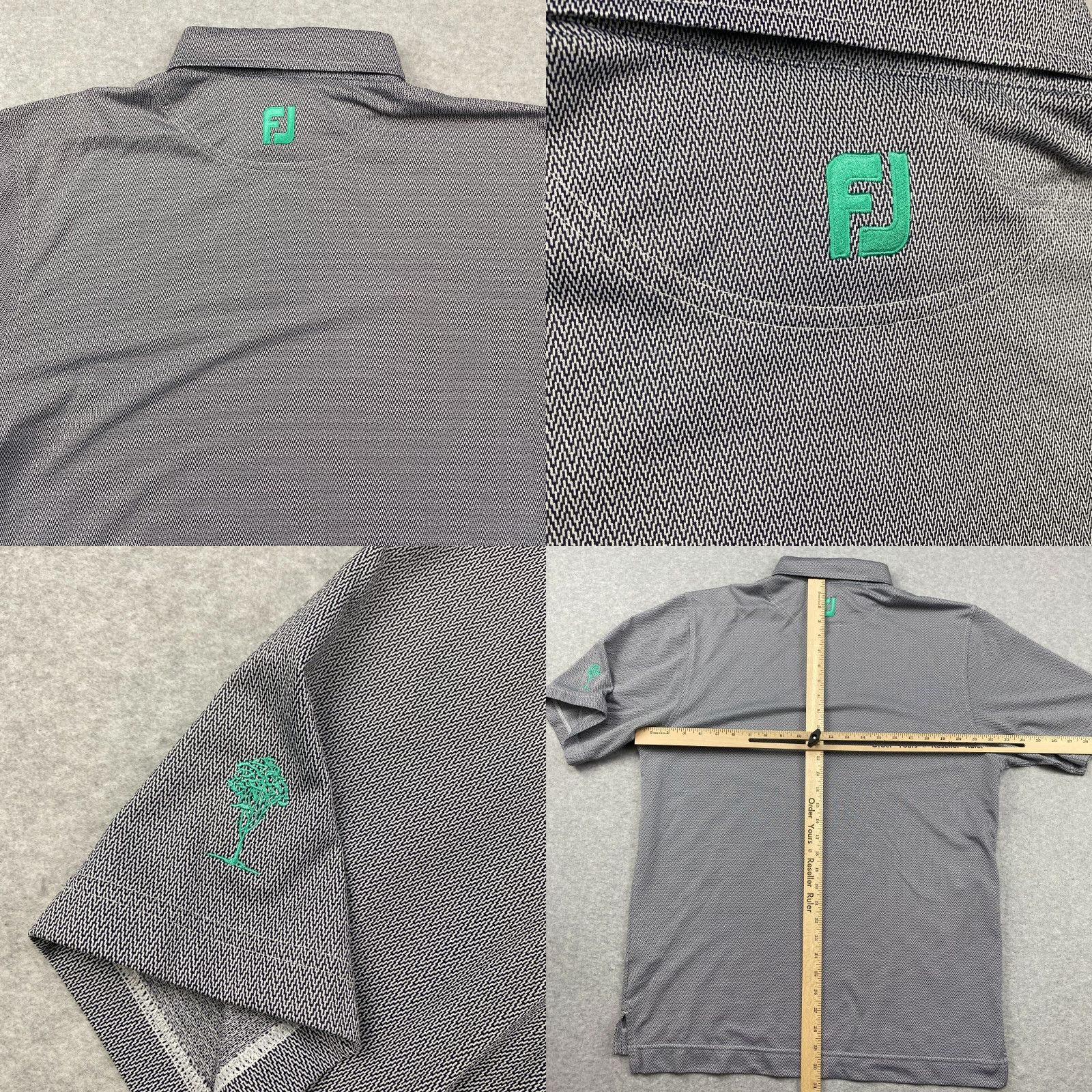 Vintage FJ Foot Joy Polo Shirt Mens Large Black Chevron All Over Print Performance Golf Shirt Size US L / EU 52-54 / 3 - 8 Thumbnail
