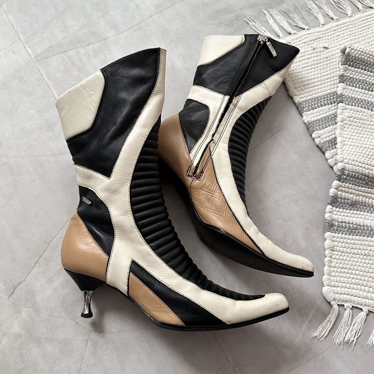 New Rock 25x Cyber Moto Leather Boots Kitten Heels Prada Miu Miu Vibe Size US 9 / IT 39 - 2 Thumbnail
