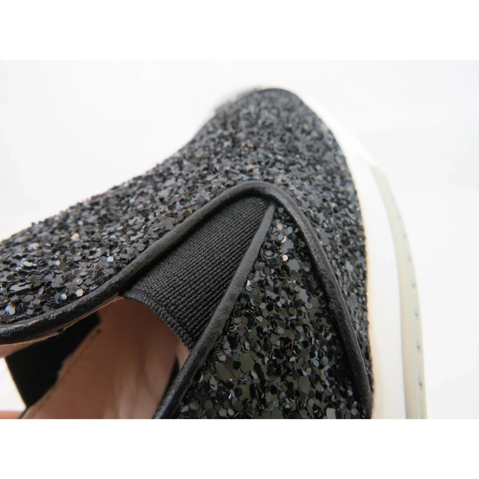 Miu Miu NIB MIU MIU PRADA 5S9 BLACK GLITTER LOGO LOAFERS SNEAKERS 41 Size US 11 / IT 41 - 9 Thumbnail