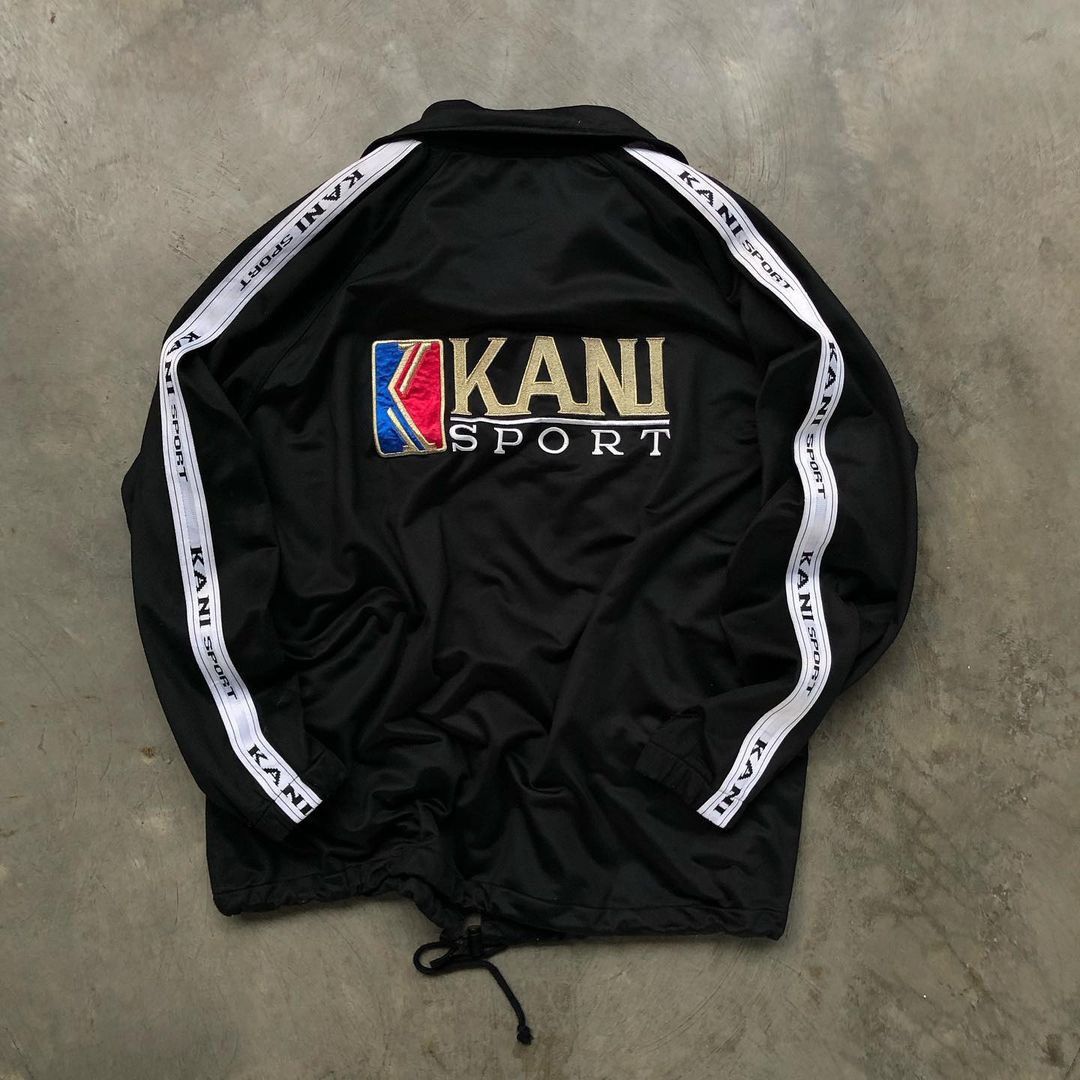 image of Karl Kani Sidetape Big Logo Tracktop Jacket in Black, Men's (Size XL)