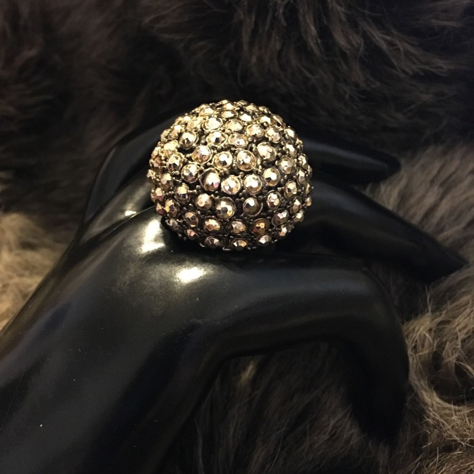 Jewelry Gold tone faceted stone dome stretch ring Size ONE SIZE - 3 Thumbnail
