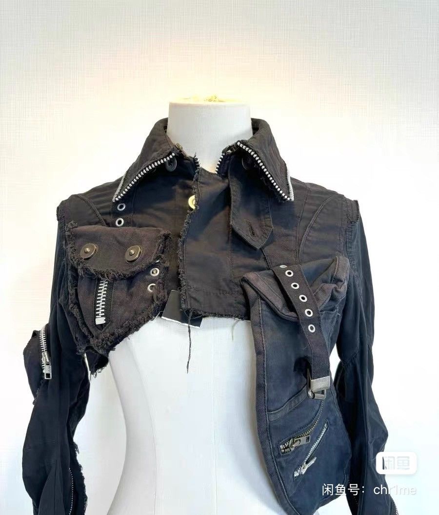 Le Grande Bleu (L.G.B.) LGB Black Utility Multipocket Cropped Jacket Bolero Size XS / US 0-2 / IT 36-38 - 2 Thumbnail