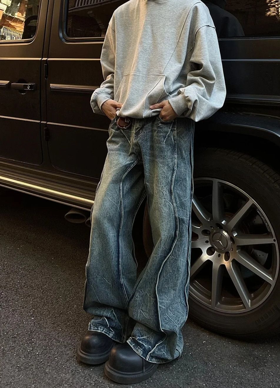 Japanese Brand × Vintage Goth Vaqueros Splice Flared Vintage Design Jeans Size US 35 - 1 Thumbnail