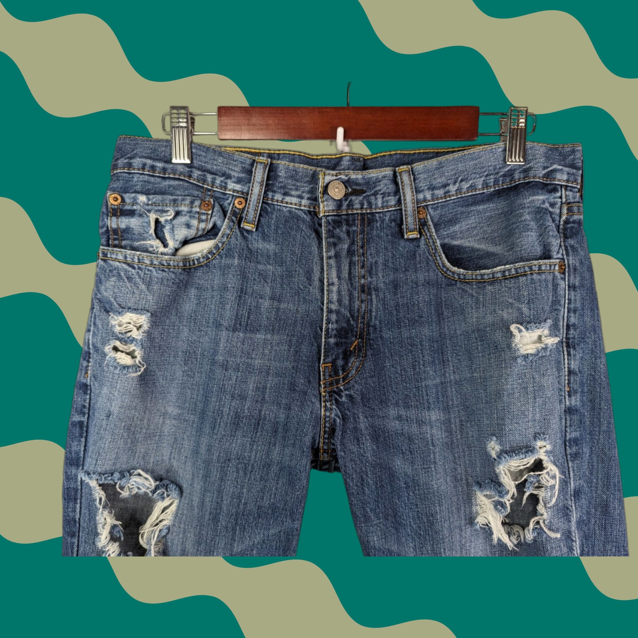 Levi's Levi's 511 Jeans Slim Fit Stretch Dark Wash Distressed Jeans Men 32x34 Denim 5-Pocket Belt Loops Zip Inseam 34 Vintage? No Size US 32 / EU 48 - 1 Thumbnail