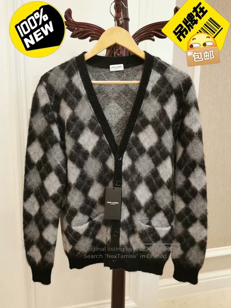 Saint Laurent Paris Saint Laurent Paris Herringbone Knit Cardigan i Size US M / EU 48-50 / 2 - 1 Thumbnail