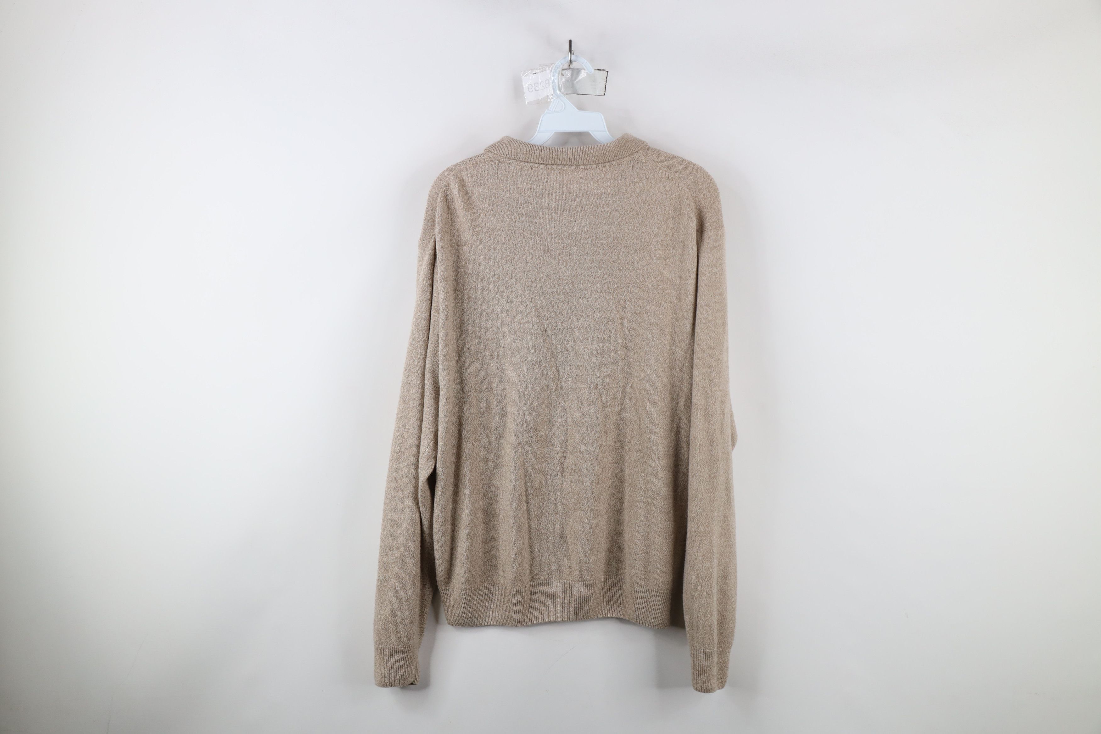Vintage Vintage 90s Streetwear Knit Collared Sweater Oatmeal Brown Size US L / EU 52-54 / 3 - 8 Thumbnail