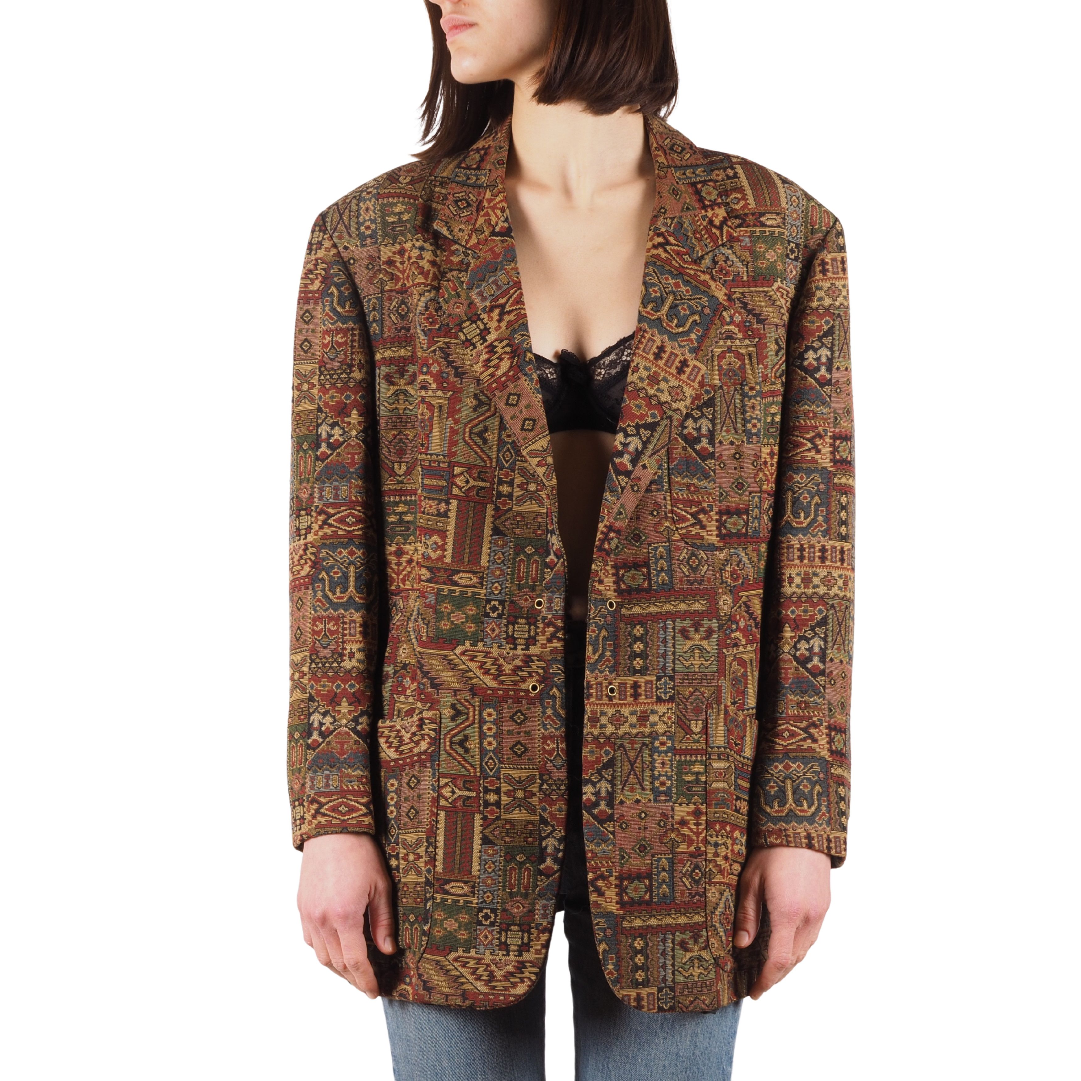 Moschino × Vintage Moschino Cheap Chic Vintage Tribal Textured Blazer Jacket Size XL / US 12-14 / IT 48-50 - 1 Thumbnail