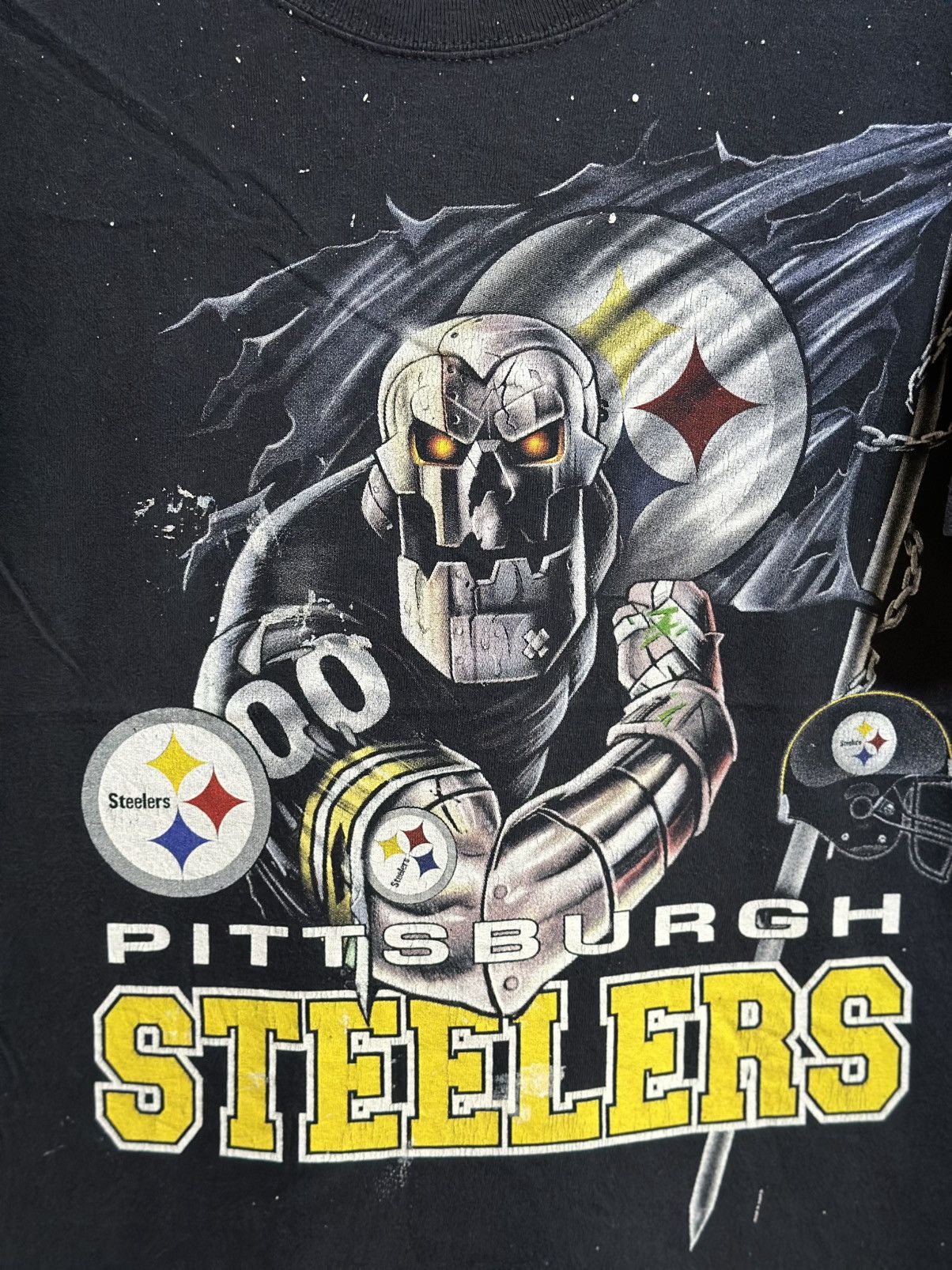 NFL × Vintage Thrashed Vintage Nfl Pitsburgh Steelers Distress Tee Size US M / EU 48-50 / 2 - 2 Thumbnail