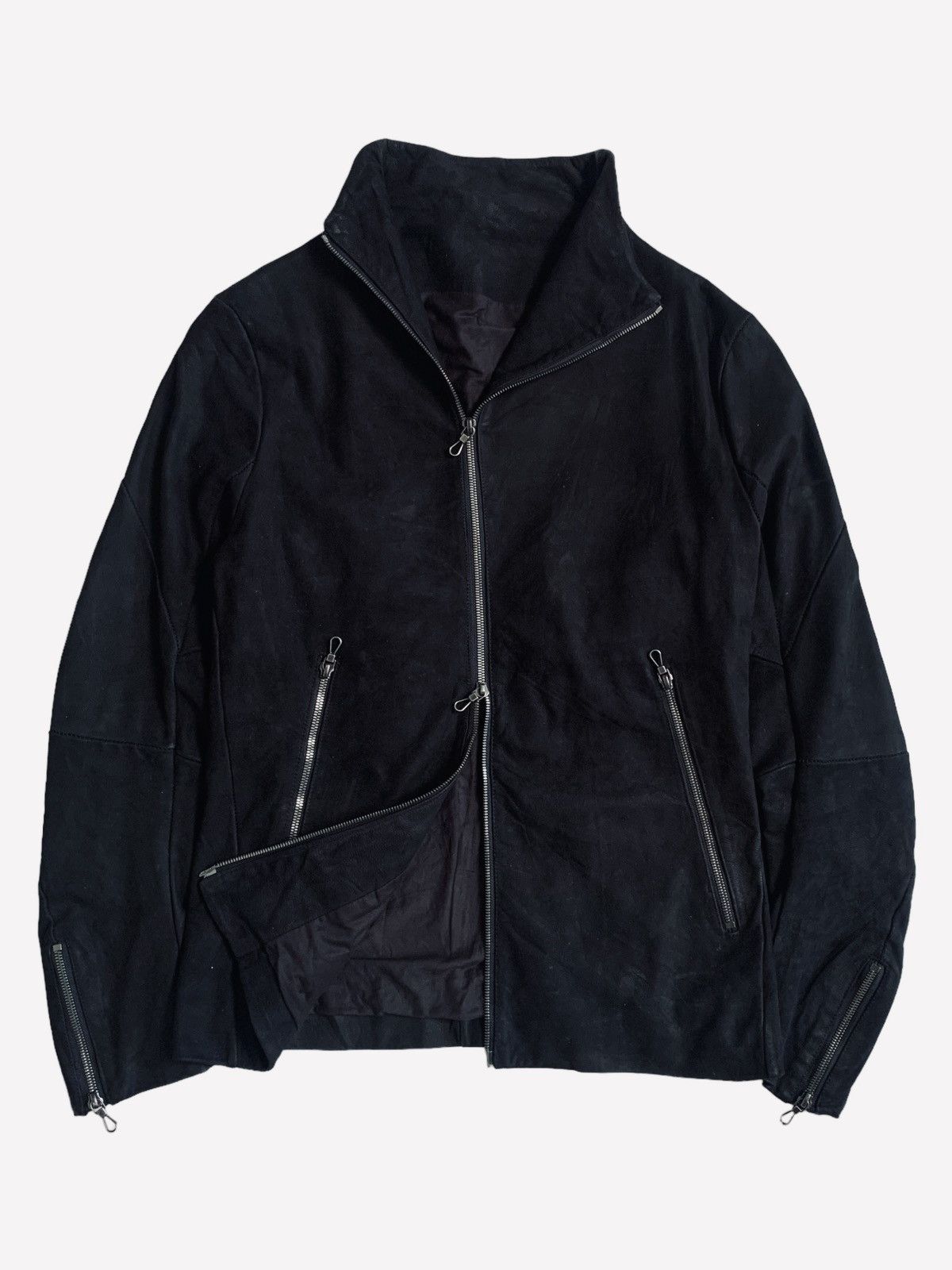 Gene Par Yukio Mishiba 2000s Yukio Mishiba - Asymetrical Suede Leather Jacket Size US M / EU 48-50 / 2 - 18 Thumbnail