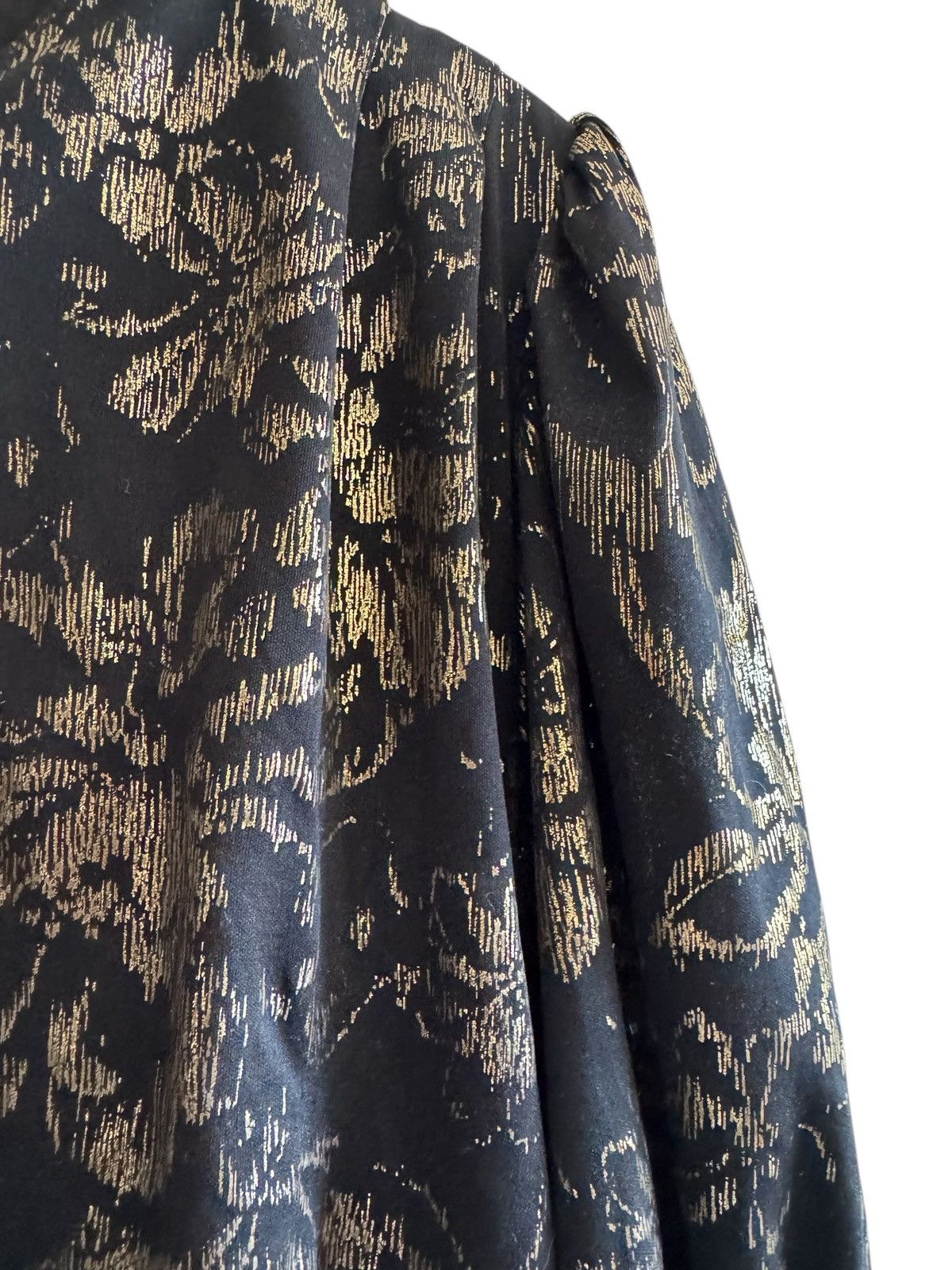 Vintage Vintage 1980s Black & Gold Lurex Brocade Dress – Gatsby / L Size L / US 10 / IT 46 - 6 Thumbnail