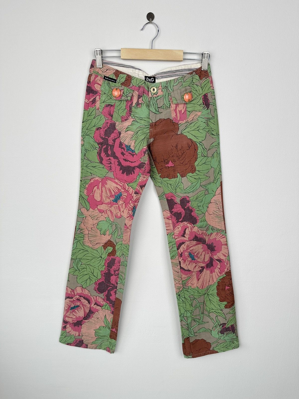 Dolce & Gabbana SS 2001 DOLCE & GABBANA Floral Print Flared Jeans Denim Size 26" / US 2 / IT 38 - 1 Thumbnail