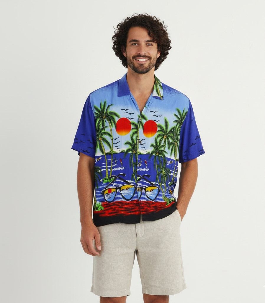 Other Hawaii Men XL (M) Casual Shirt Blue Summer 9008 Size US M / EU 48-50 / 2 - 1 Thumbnail
