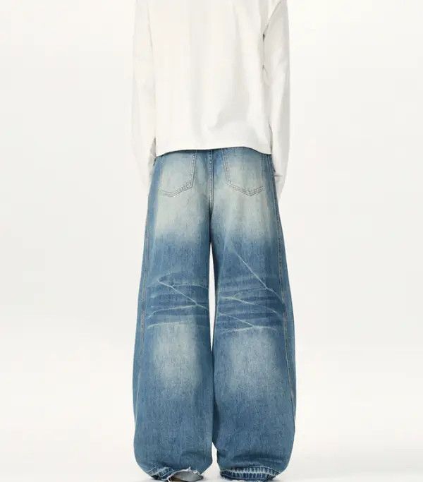 Japanese Brand Blue lightning three-dimensional tailoring baggy jeans men Size US 32 / EU 48 - 6 Thumbnail