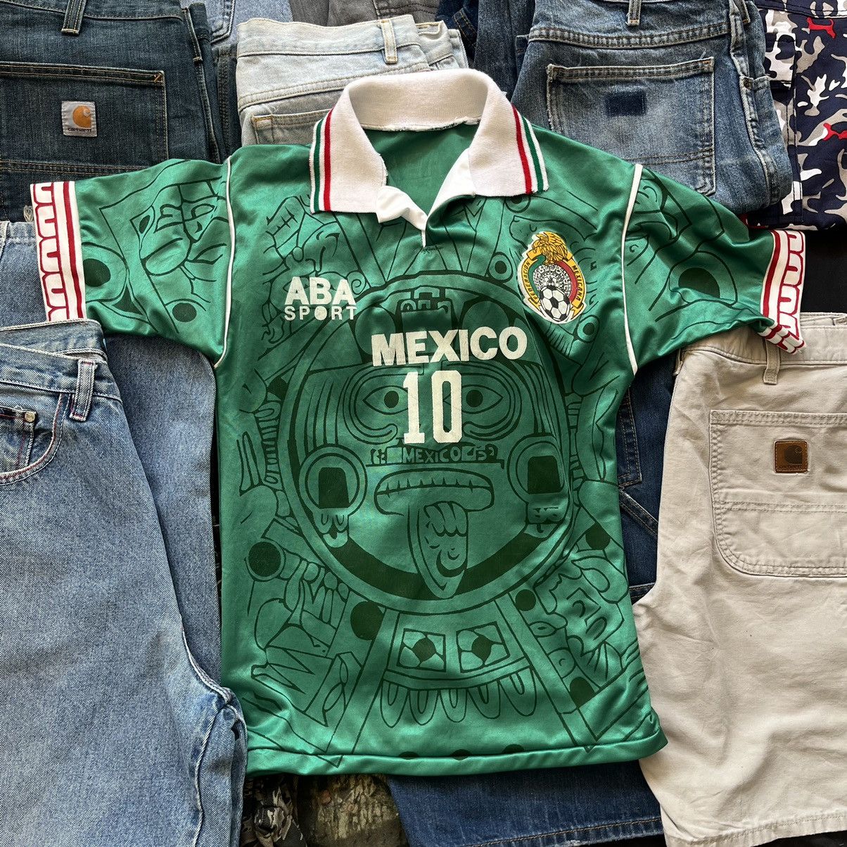 image of Vintage 90's Soccer Jersey Team México X Aba Sport in Green, Men's (Size Small)