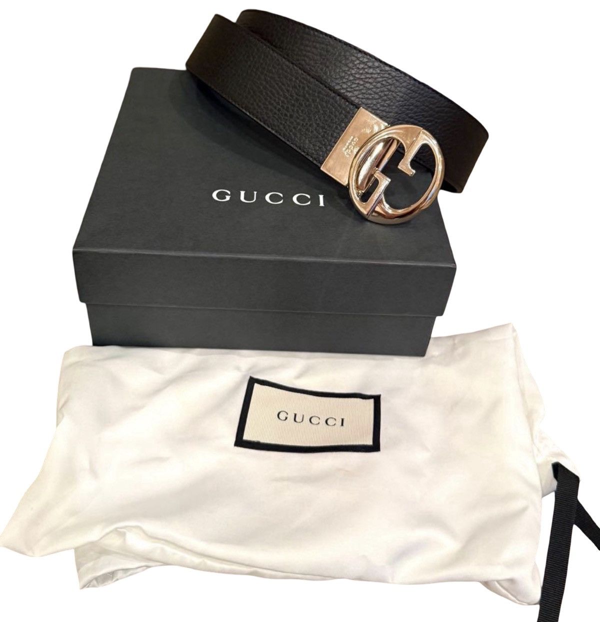 Gucci Black Leather Belt With Double GG Buckle Size 80-32 GUCCI Double G buckle Marmont Leather Belt Black 414516 Size  main image 2