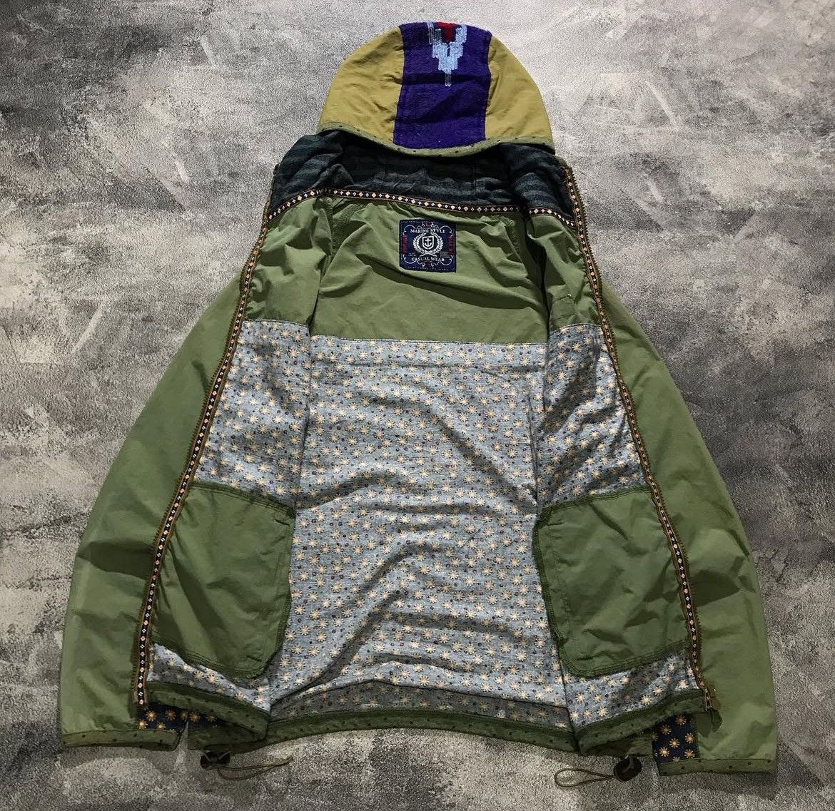 Japanese Brand 2000s Archival Marine Pattern Hybrid Hodded y2k Lgb Size US M / EU 48-50 / 2 - 4 Thumbnail