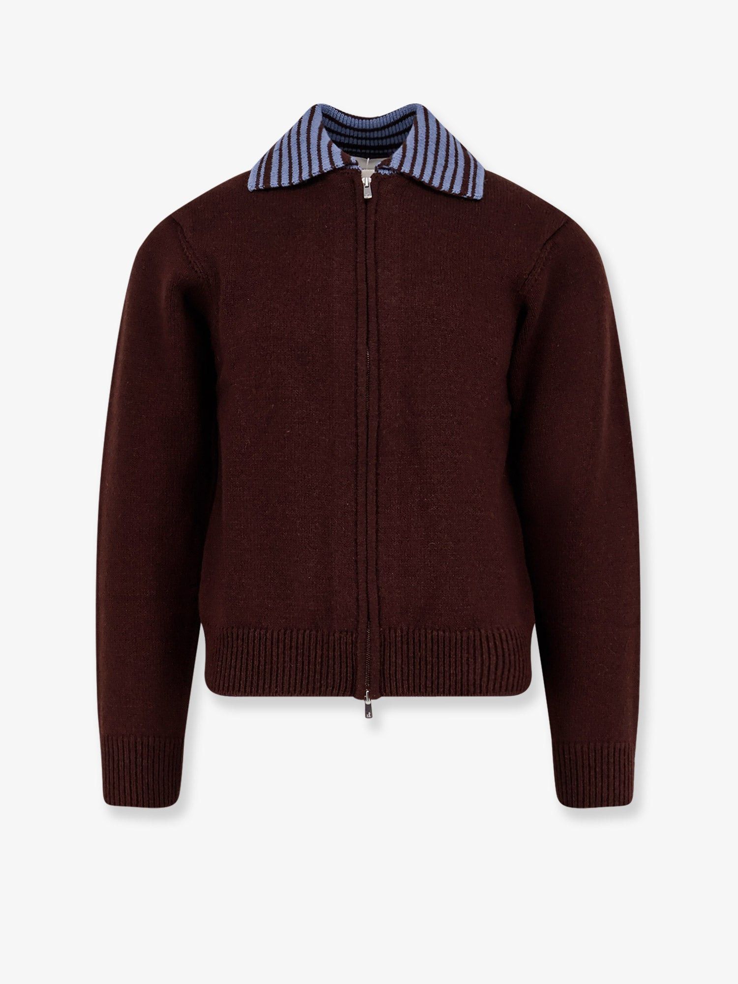 Wool Unisex Cardigan With Contrasting Collar