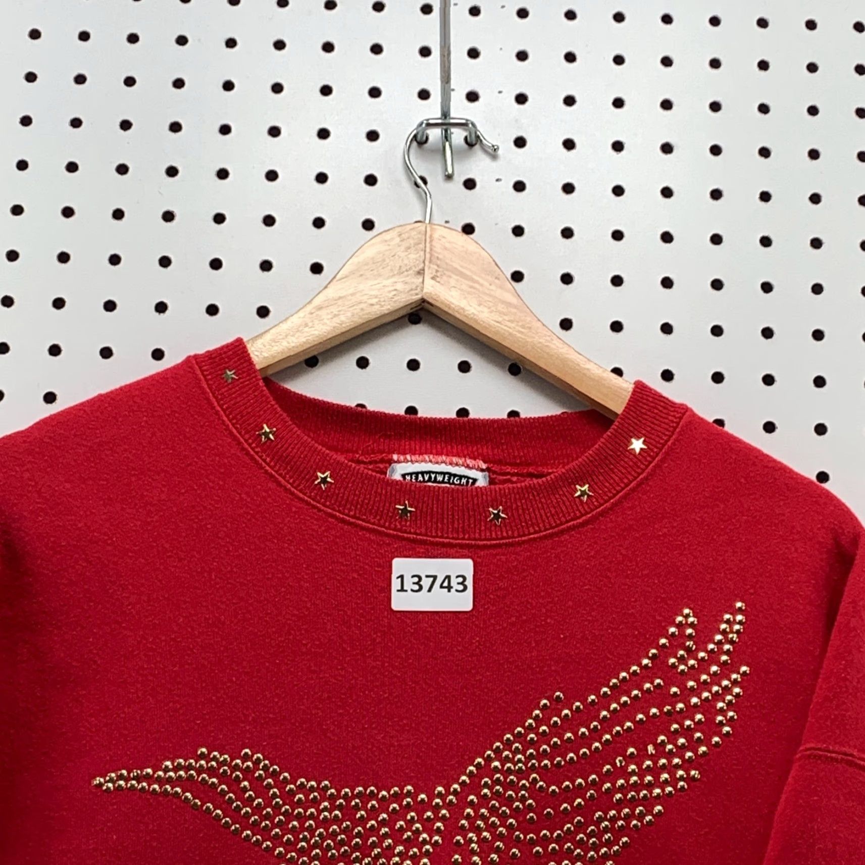 Lee VINTAGE LEE Heavyweight Studded Eagle Stars Handmade Long Sleeve Size Large Red Women Sweater Size L / US 10 / IT 46 - 7 Thumbnail