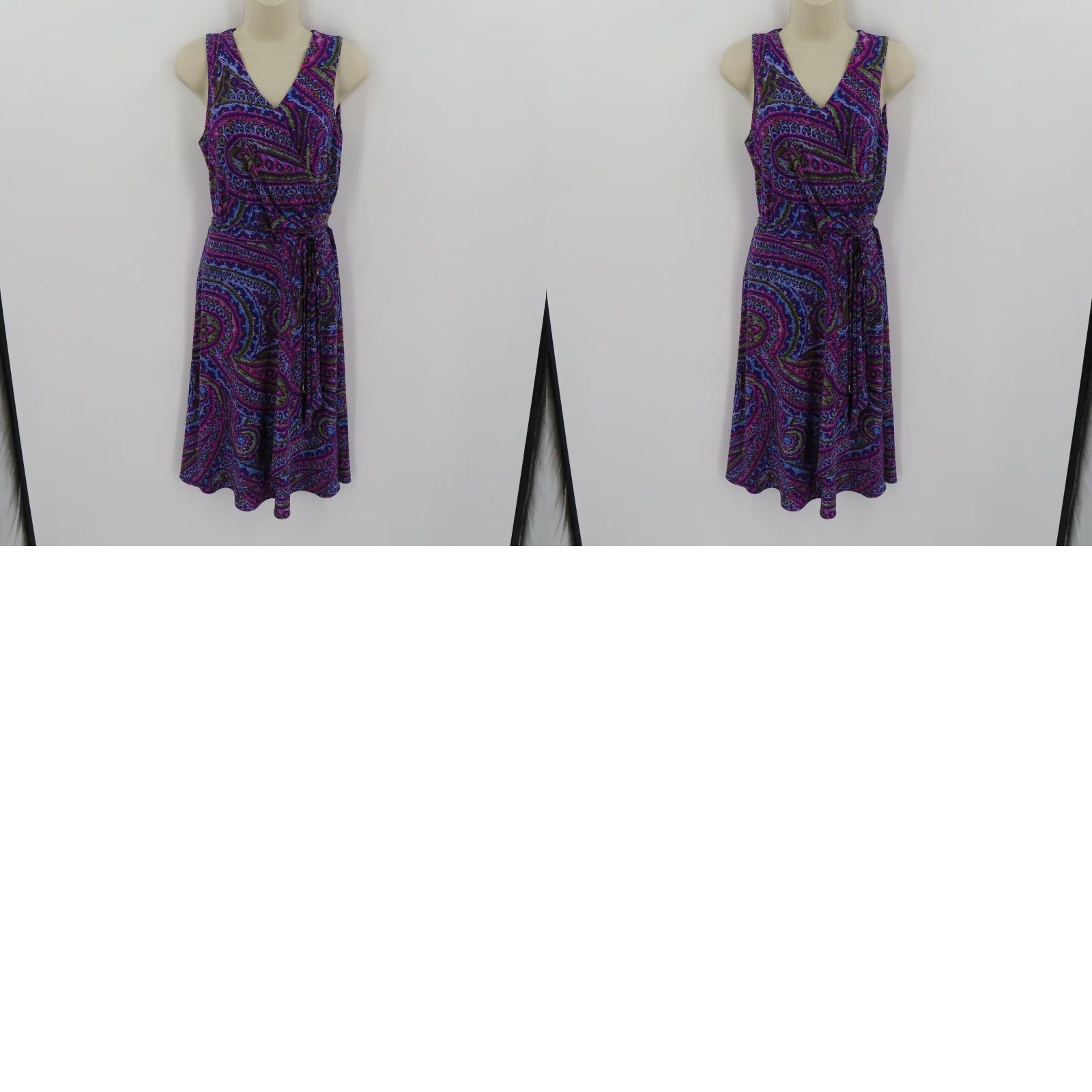 Ralph Lauren Lauren Ralph Lauren Women Small Purple Green Blue Scroll V Neck Sleeveless Dress Size S / US 4 / IT 40 - 8 Thumbnail