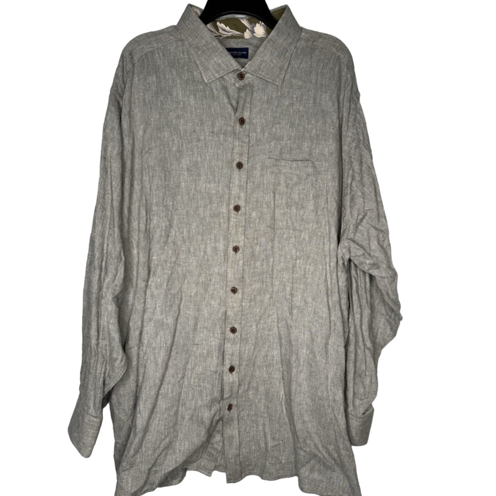 Proper Cloth Proper Cloth Shirt Mens 20.5 Gray Long Sleeve Button-Up Casual Travel 66 Chest Classic Woven Cotton Button-Up Collar Mens Size US XXL / EU 58 / 5 - 1 Thumbnail