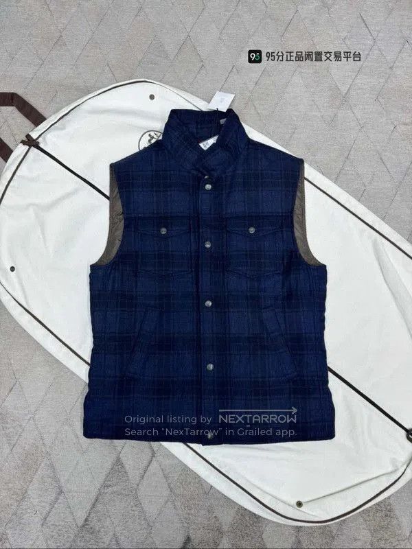 Brunello Cucinelli Brunello Cucinelli Wool Plaid Down Vest. Size US M / EU 48-50 / 2 - 2 Thumbnail