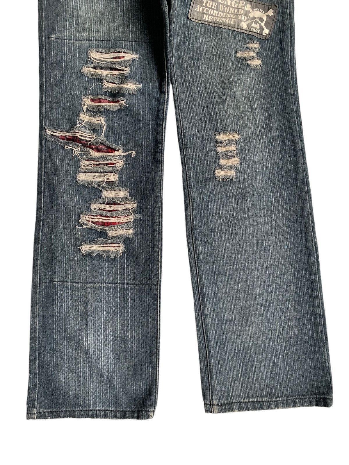 If Six Was Nine Sex Pot Revenge Skull Punk Bondage Style Distressed Denim☠️🎌 Size US 33 - 11 Thumbnail