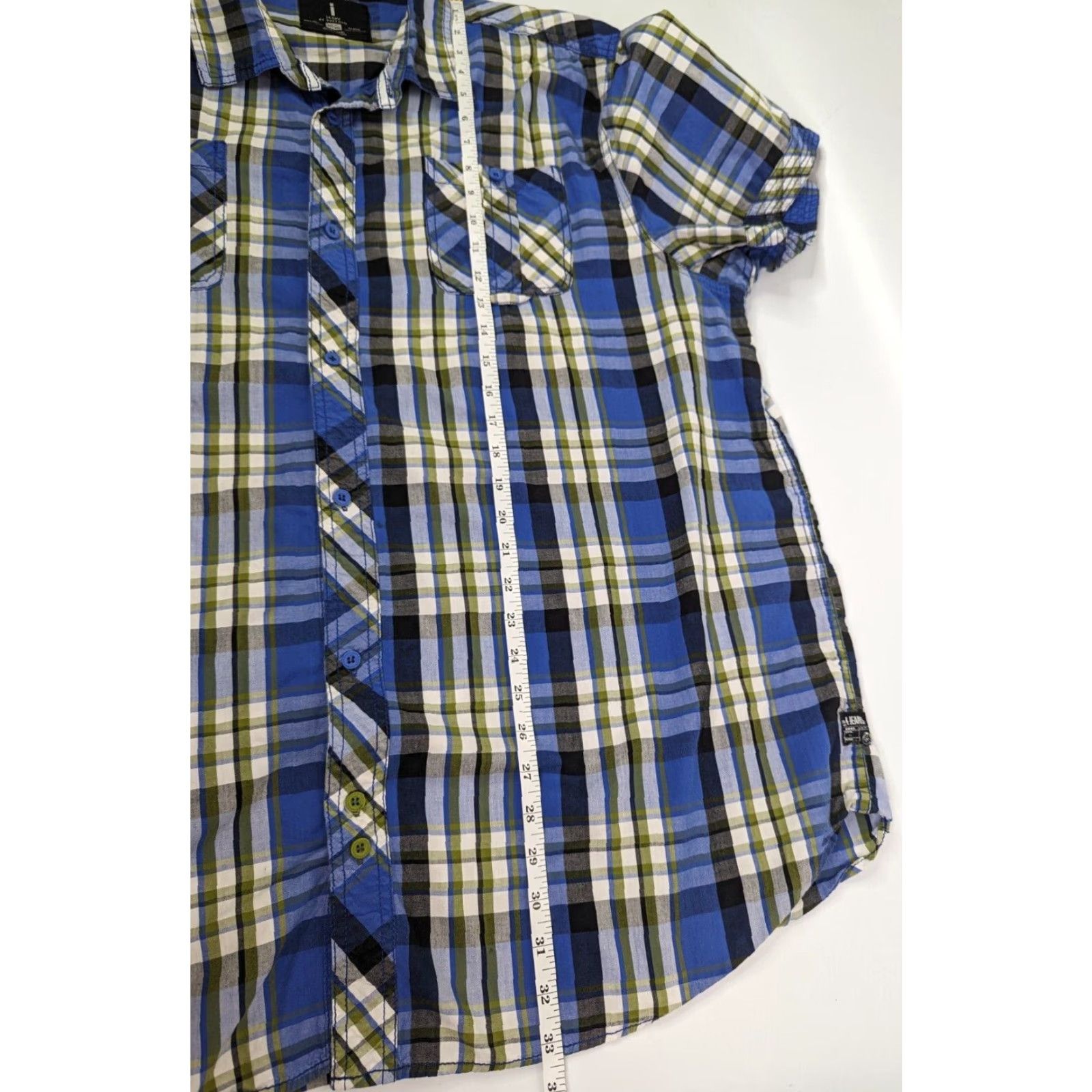 Vintage Buffalo Jeans Men's XLT Plaid Shirt Blue Casual Short Sleeve Pocket Cotton Size US XL / EU 56 / 4 - 5 Thumbnail