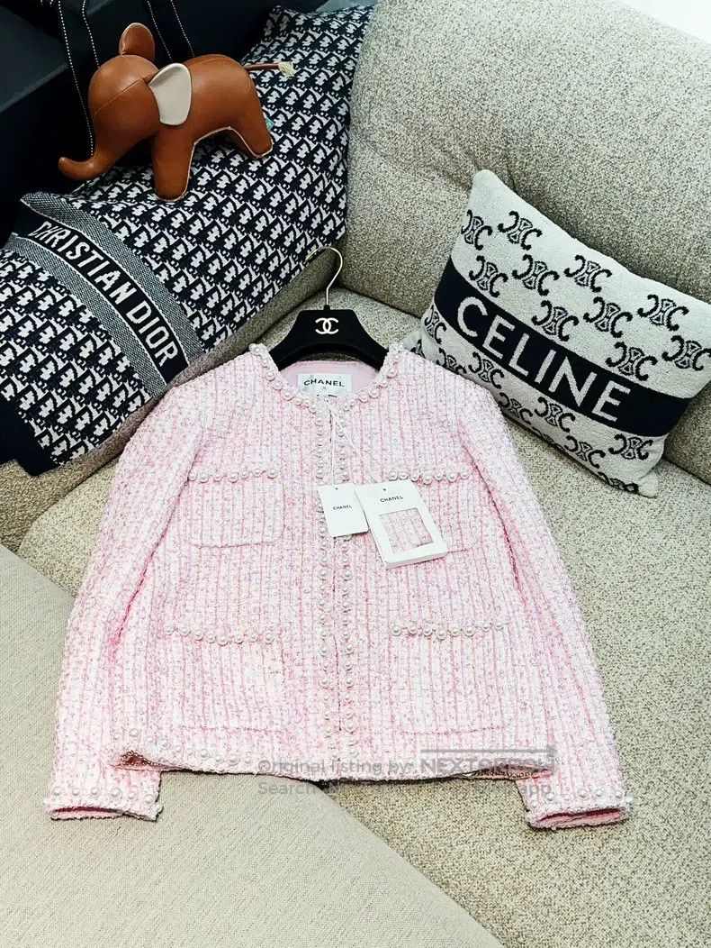 Chanel Chanel 25P popular pink tweed pearl rolled coat Size XS / US 0-2 / IT 36-38 - 2 Thumbnail