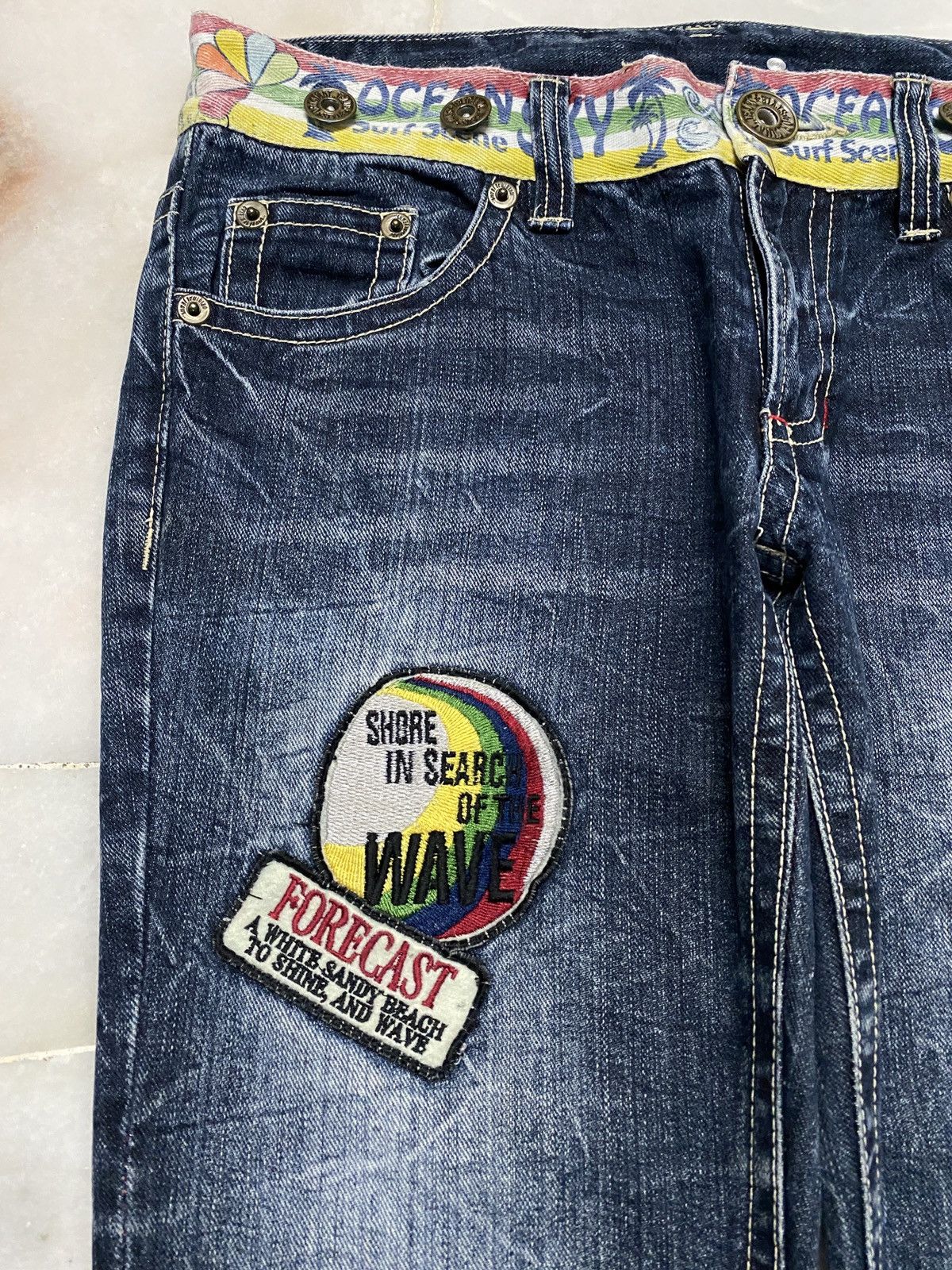 If Six Was Nine × Vintage 💥Vintage 90s Style Hyper Beach Stone Wash Patch Jeans Rare Size US 30 / EU 46 - 7 Thumbnail