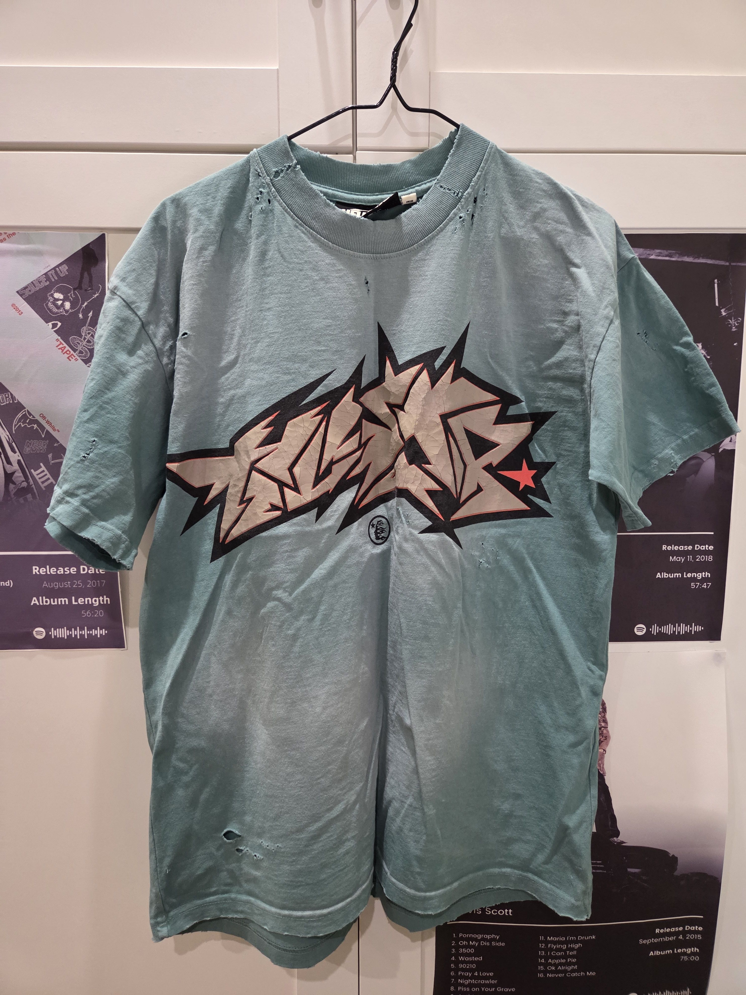 Unreleased Hellstar Turquoise cracked print Capsule 10 shirt