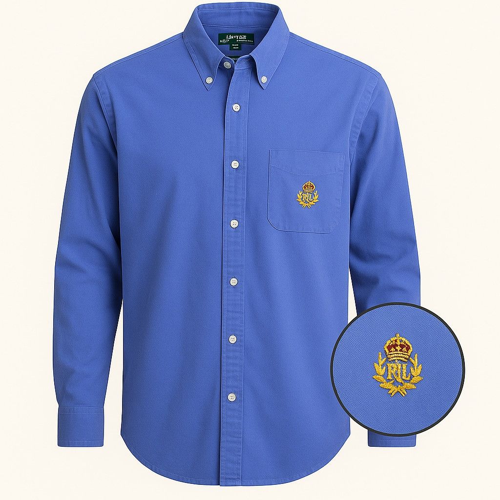 Ralph Lauren Lauren Ralph Lauren Royal Blue Crest Oxford Shirt | Size 10 Size L / US 10 / IT 46 - 2 Thumbnail
