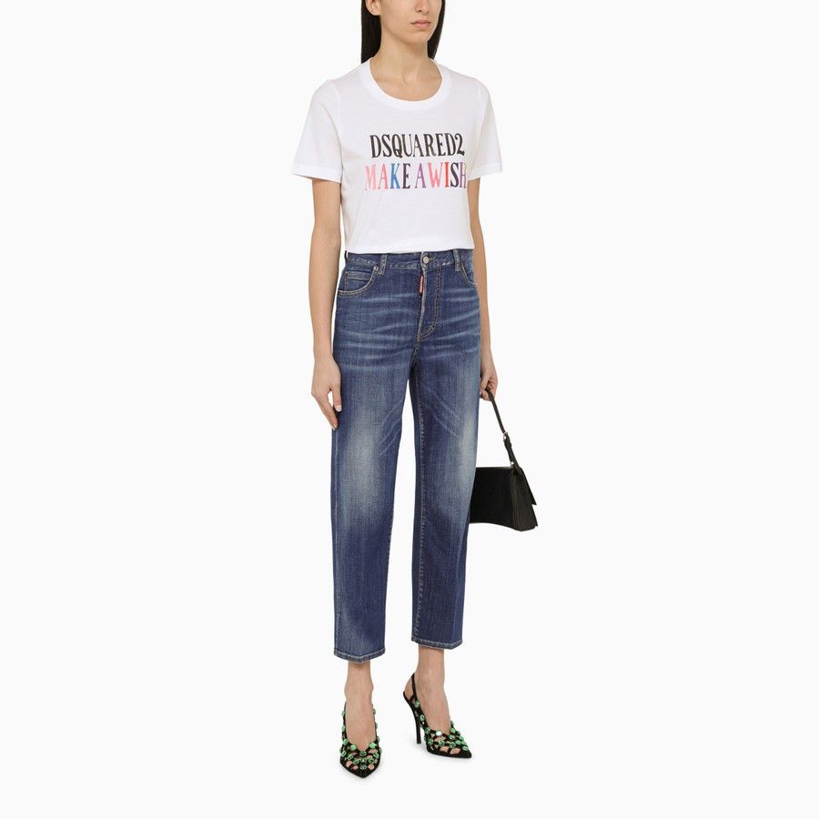Dsquared2 o1d2blof0824 Cotton Logo T-Shirts in White Size M / US 6-8 / IT 42-44 - 2 Thumbnail