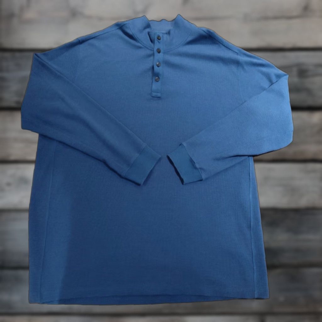 Duluth Trading Company Duluth Trading Men Burly Button Mock Neck Thermal Henley Waffle Shirt XXL Blue Size US XXL / EU 58 / 5 - 1 Thumbnail