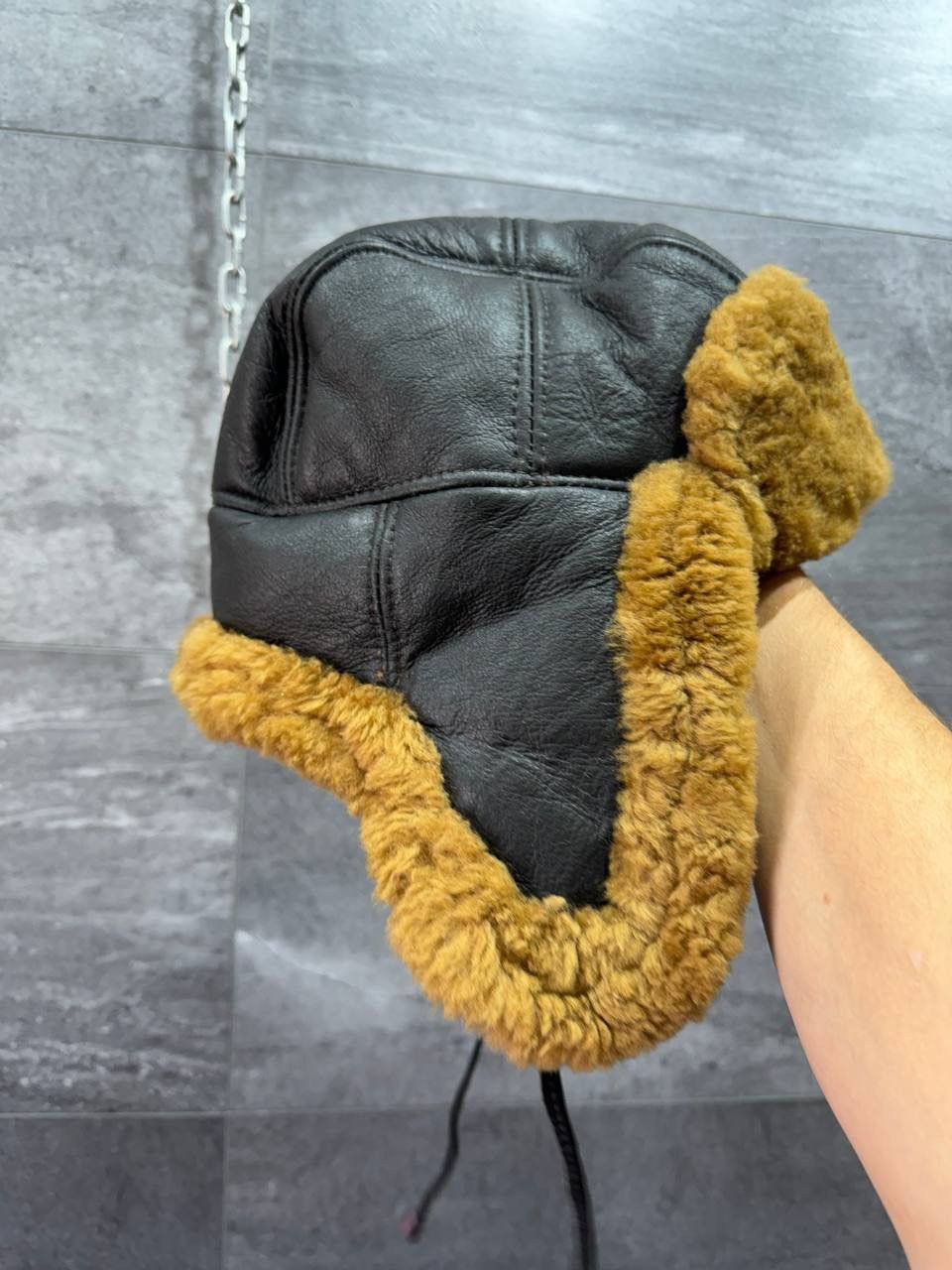 Vintage Men B3 Brown Hat Aviator Sheepskin Flying Trapper Hat Size 32 - 12 Thumbnail