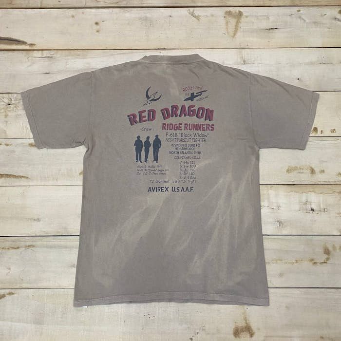 Avirex × Vintage B106. VTG AVIREX RED DRAGON USAAF SUN FADED TEE Size US M / EU 48-50 / 2 - 1 Thumbnail