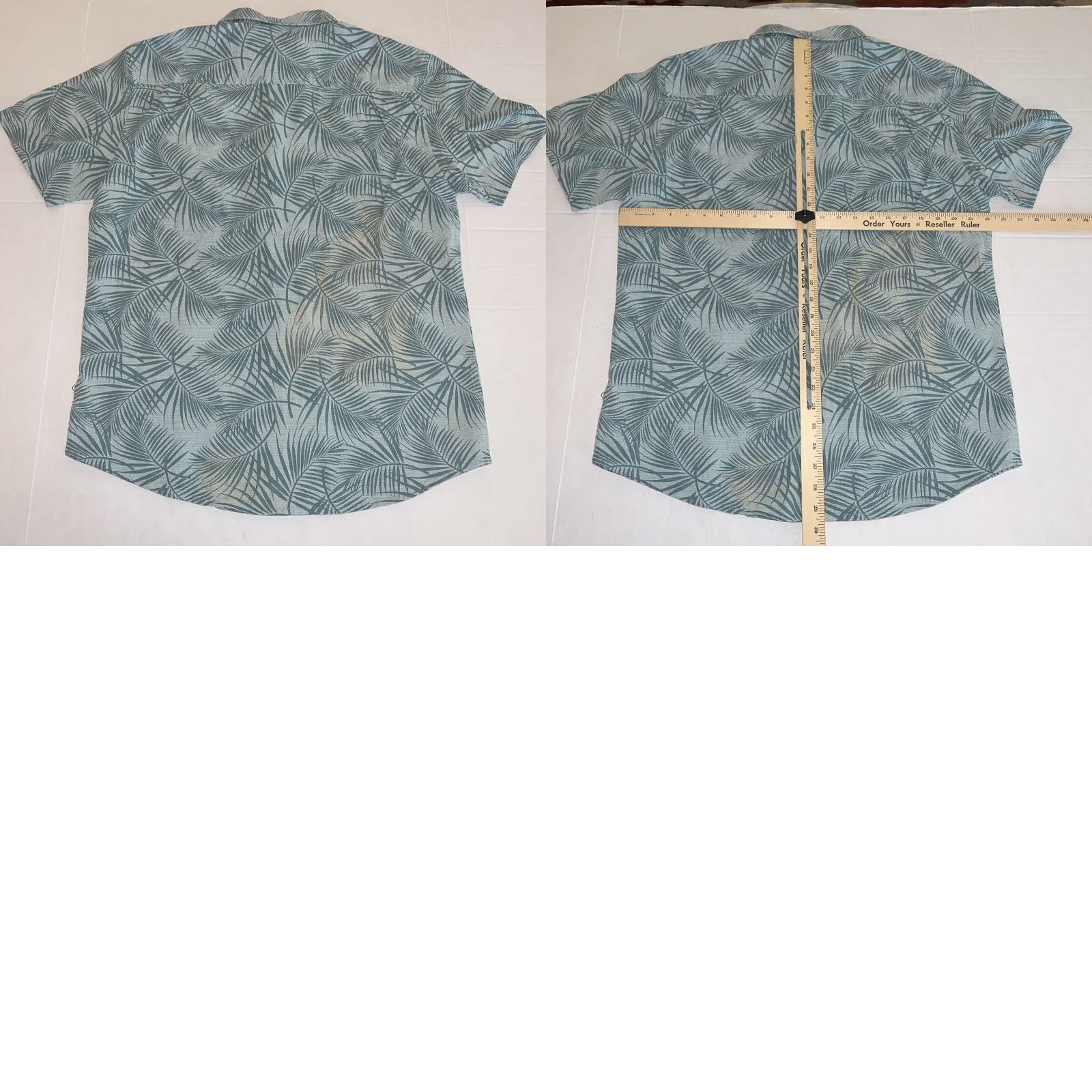 Hang Ten HANG TEN Button-Up Hawaiian Aloha Palm Fronds Shirt Adult Large Green Floral Short Sleeve Mens Size US L / EU 52-54 / 3 - 8 Thumbnail