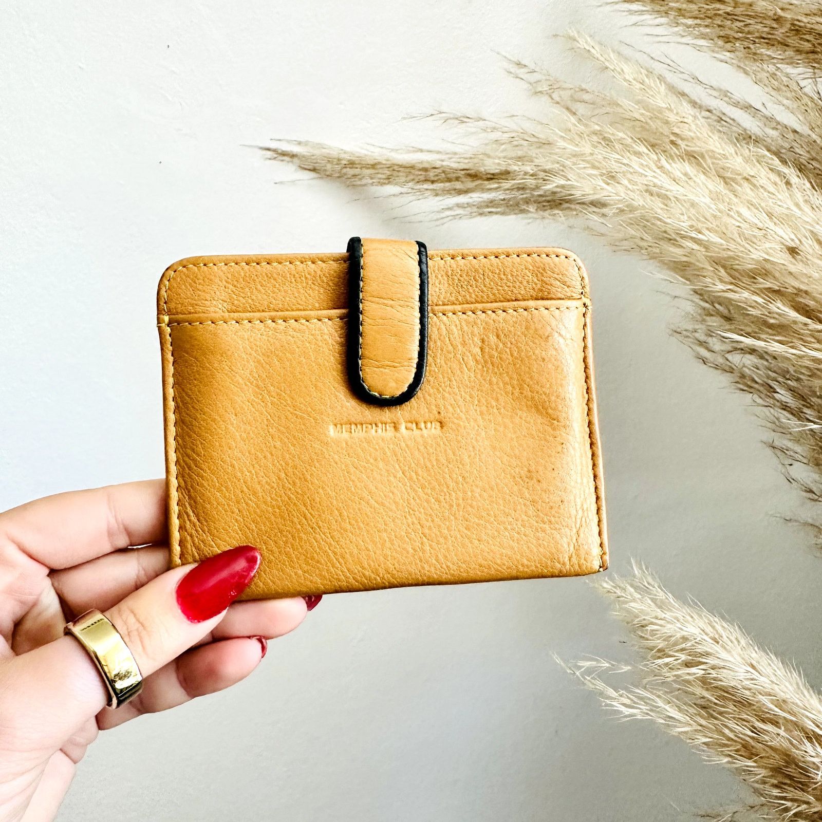 Vintage Club Brown Tan Leather Zip Coin Purse Clutch Wallet, Women's