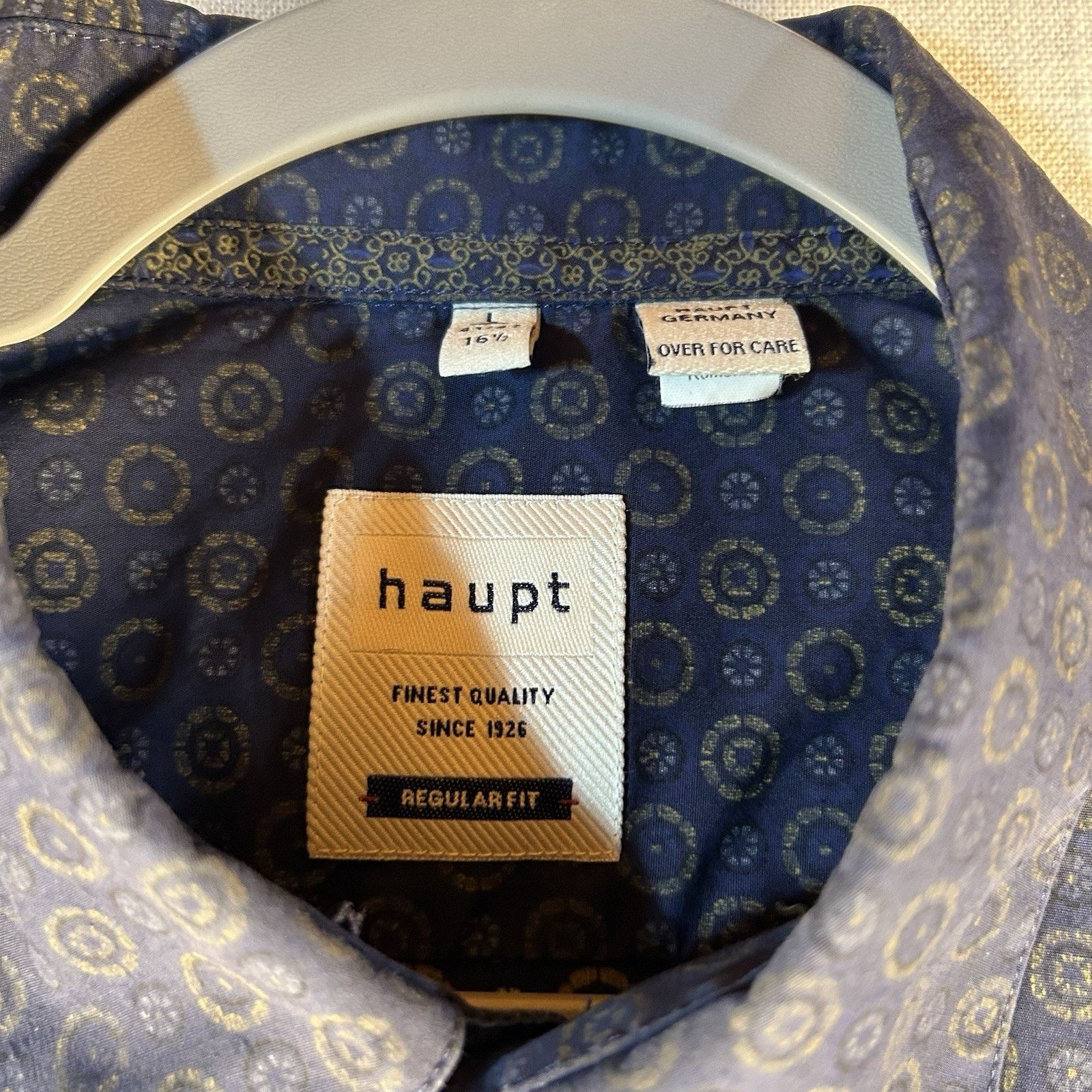 Haupt Haupt Dress Shirt Mens L 41/42~16.5 Blue Geo Abstract Casual Size US L / EU 52-54 / 3 - 3 Thumbnail