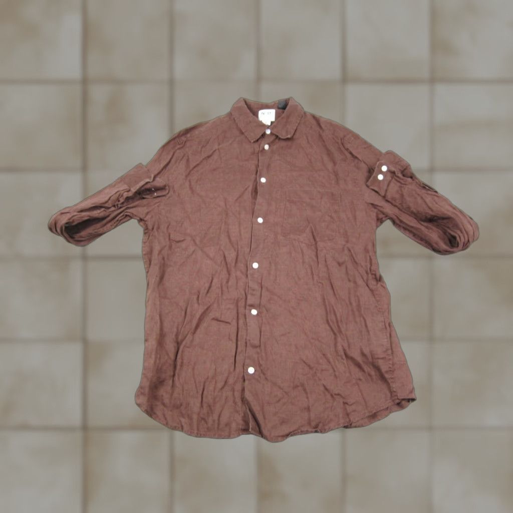 H&M H&M Shirt Adult Large Brown Linen Button-Up Mens Casual 90s Preppy Regular Fit Shut Up Size US L / EU 52-54 / 3 - 1 Thumbnail