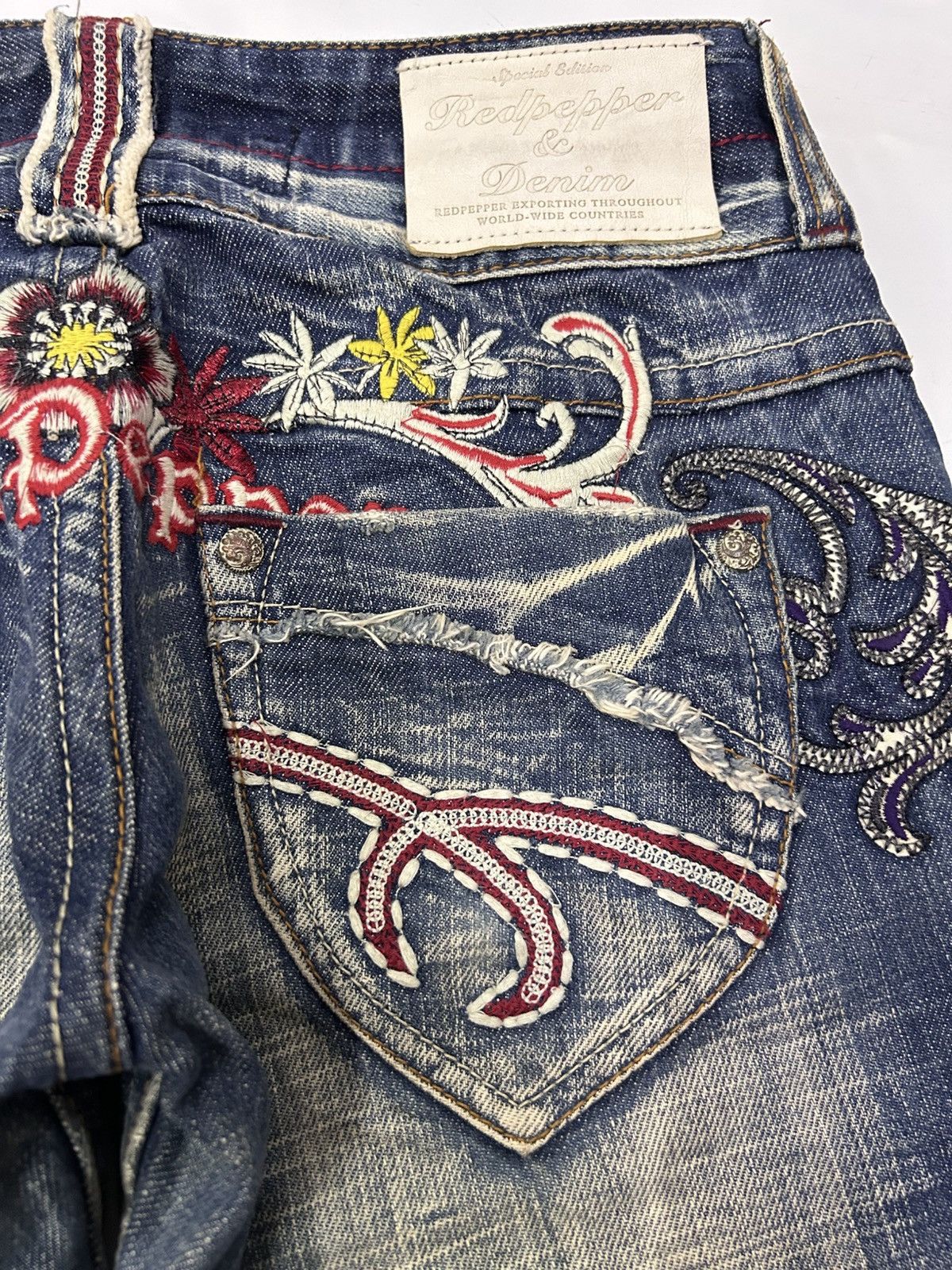 Japanese Brand × Vintage Vintage Japanese Denim Redpepper Mud Wash Flare Jeans Size US 30 / EU 46 - 9 Thumbnail