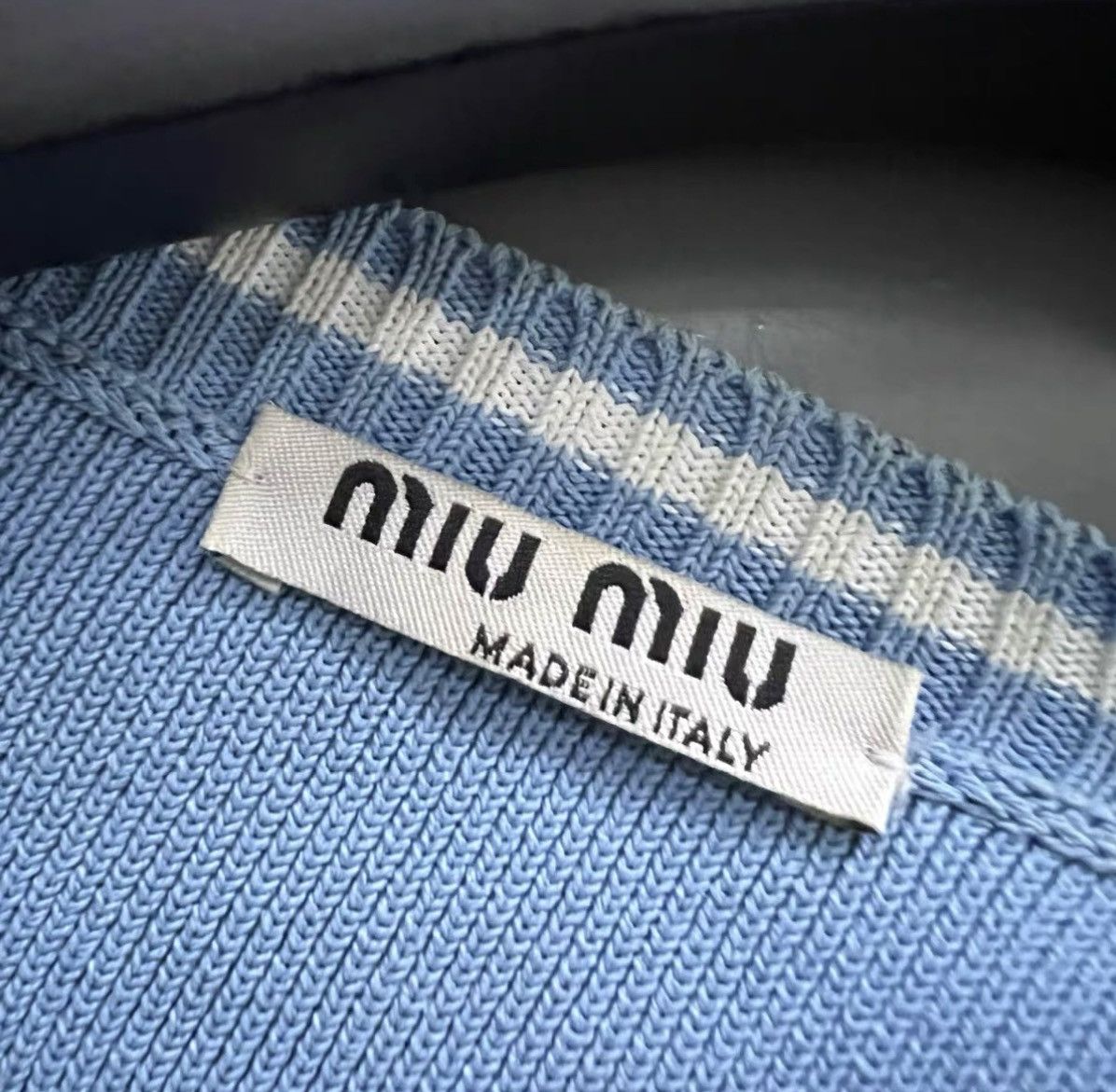 Miu Miu Miu Miu Light Blue Mini Logo Knit Short Sleeve J41 Size M / US 6-8 / IT 42-44 - 2 Thumbnail