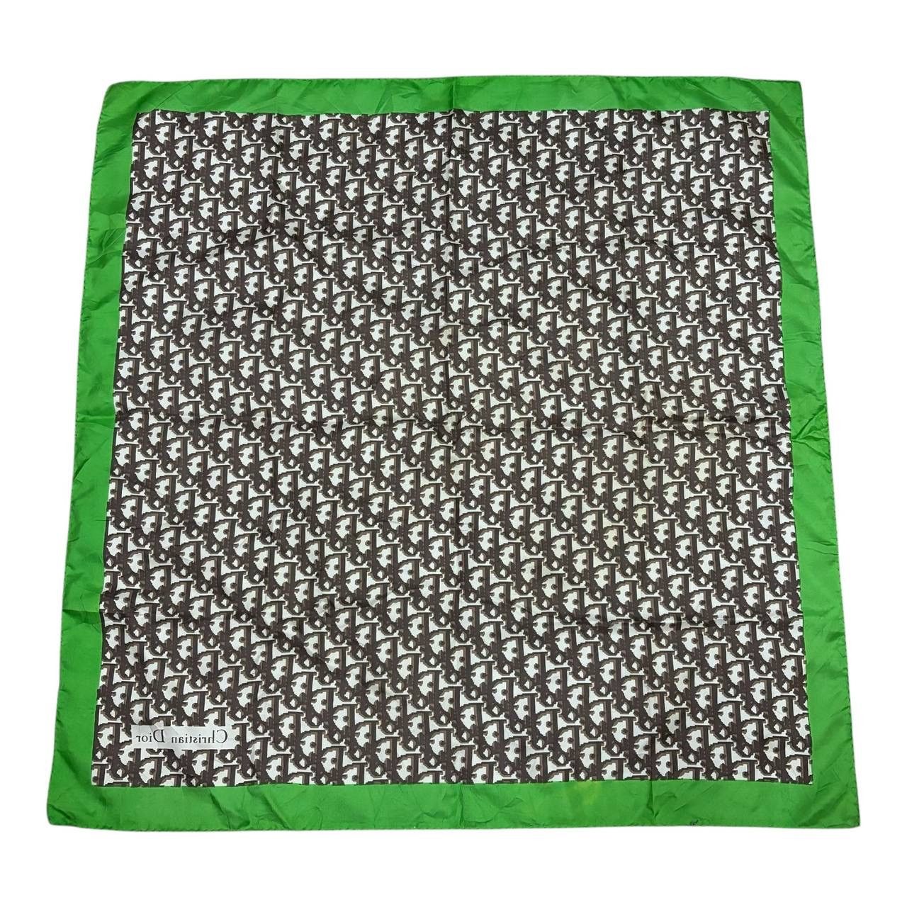Christian Dior Monsieur Vintage Christian Dior Oblique Monogram Silk Scarf Green Size ONE SIZE - 2 Thumbnail