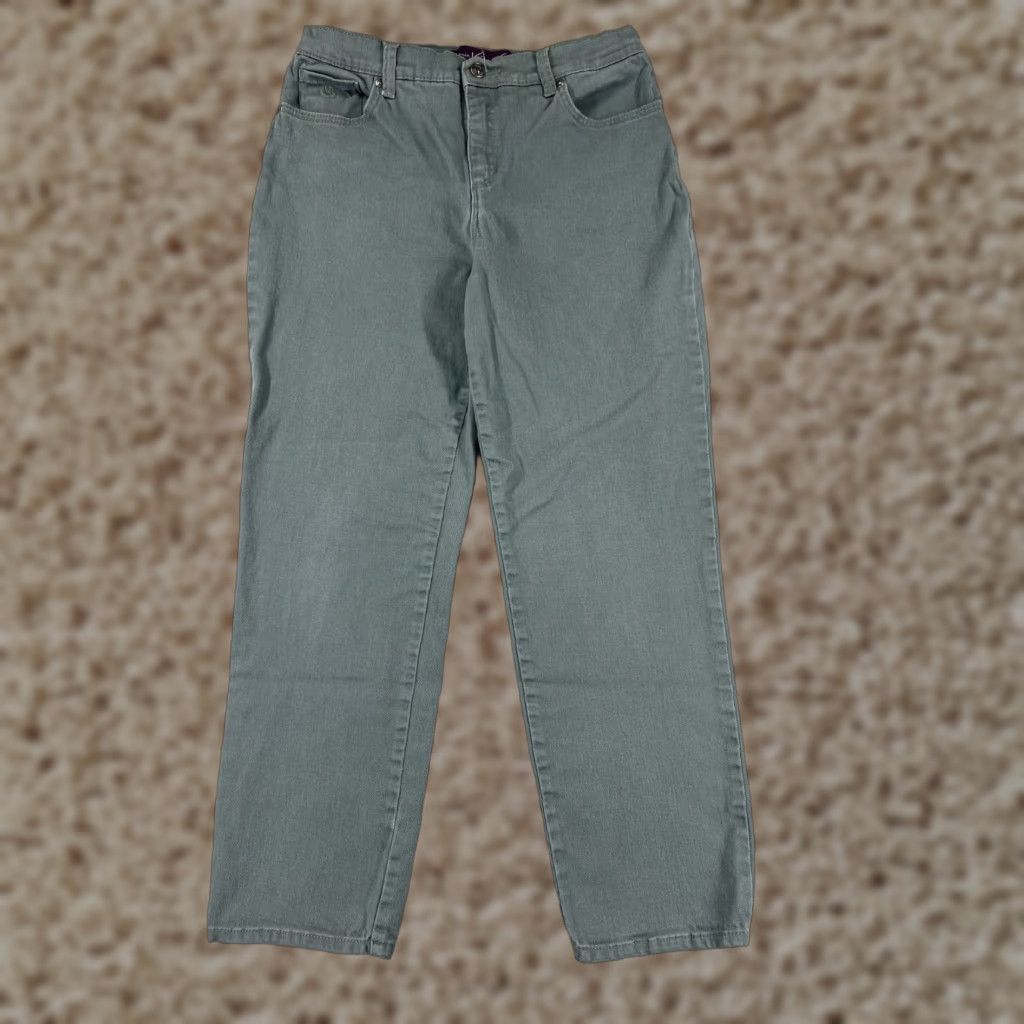 Gloria Vanderbilt VINTAGE Gloria Vanderbilt Amanda Jeans Womens 8 Green Denim 5-Pocket Design Regular Mid Rise Cotton Blend Stretch Size 30" / US 8 / IT 44 - 1 Thumbnail