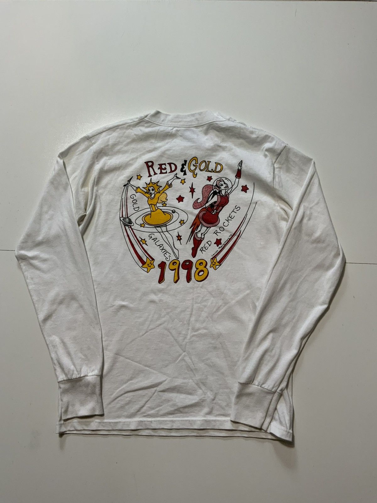 Vintage 1998 Lauren Montgomery Red Rockets Gold Galaxies L/S T-Shirt Size US M / EU 48-50 / 2 - 2 Thumbnail